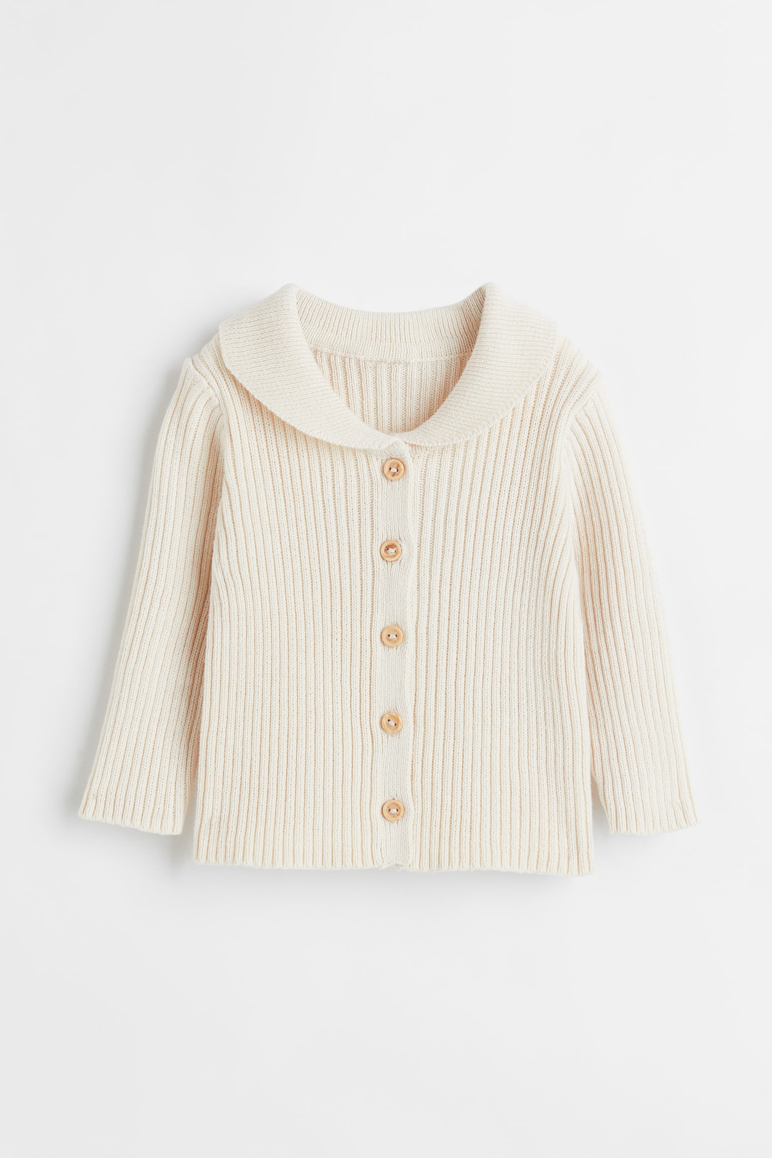 Rib Cotton Cardigan - Cream/Powder pink - 1