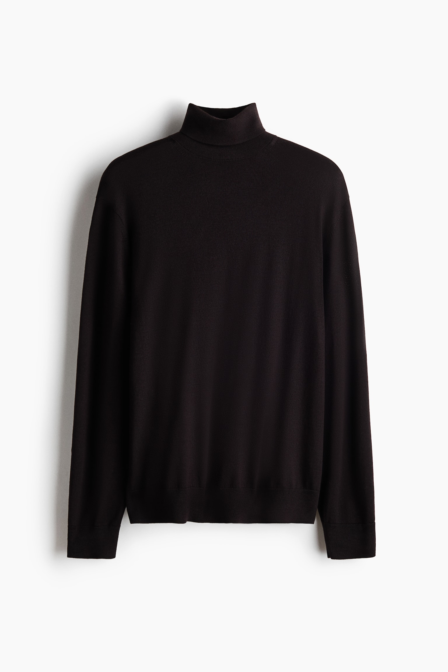 Svetr s rolákem z vlny merino Regular Fit - Tmavě hnědá/Černá - 1