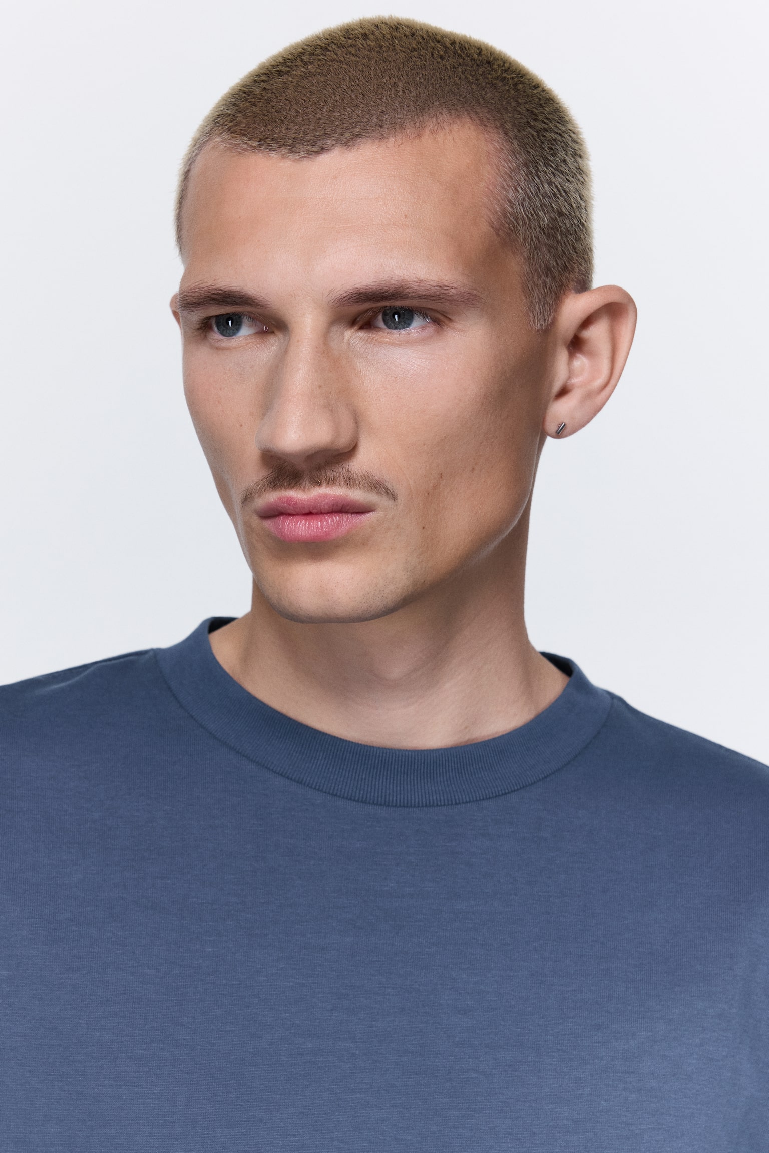 Oversized Fit Cotton T-shirt - Blue/White/Black/Light grey - 3