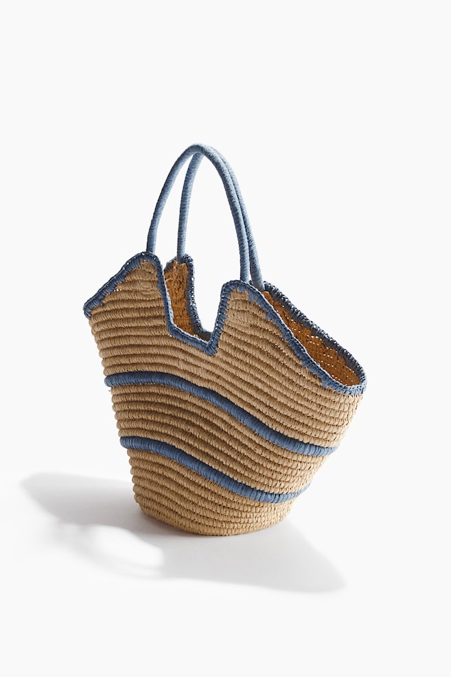 Straw Shopper-Light beige/striped - 3