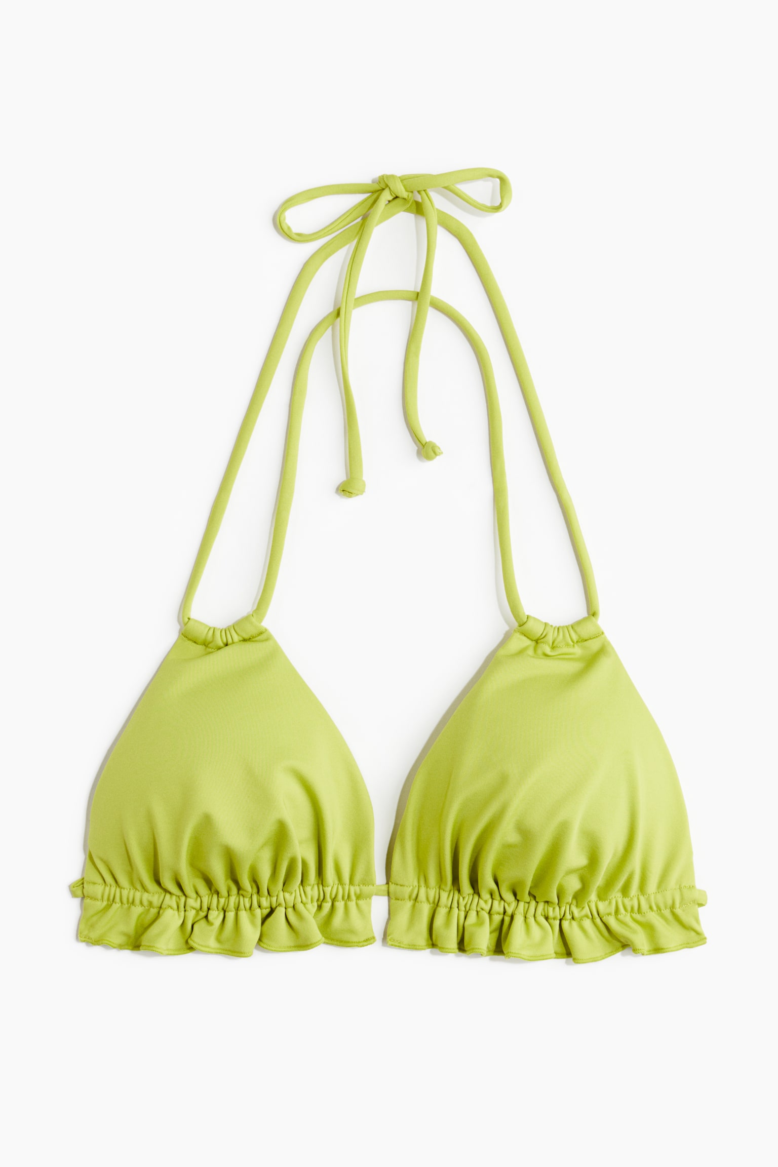 Padded triangle bikini top - Lime green/White - 2