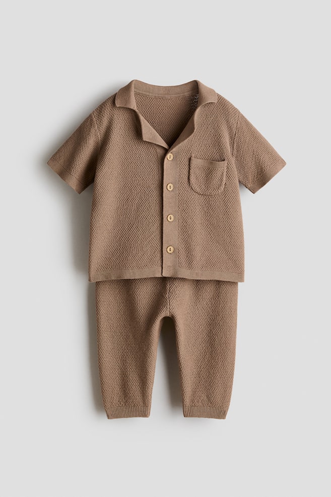2-piece cotton-knit set - Light brown - 1
