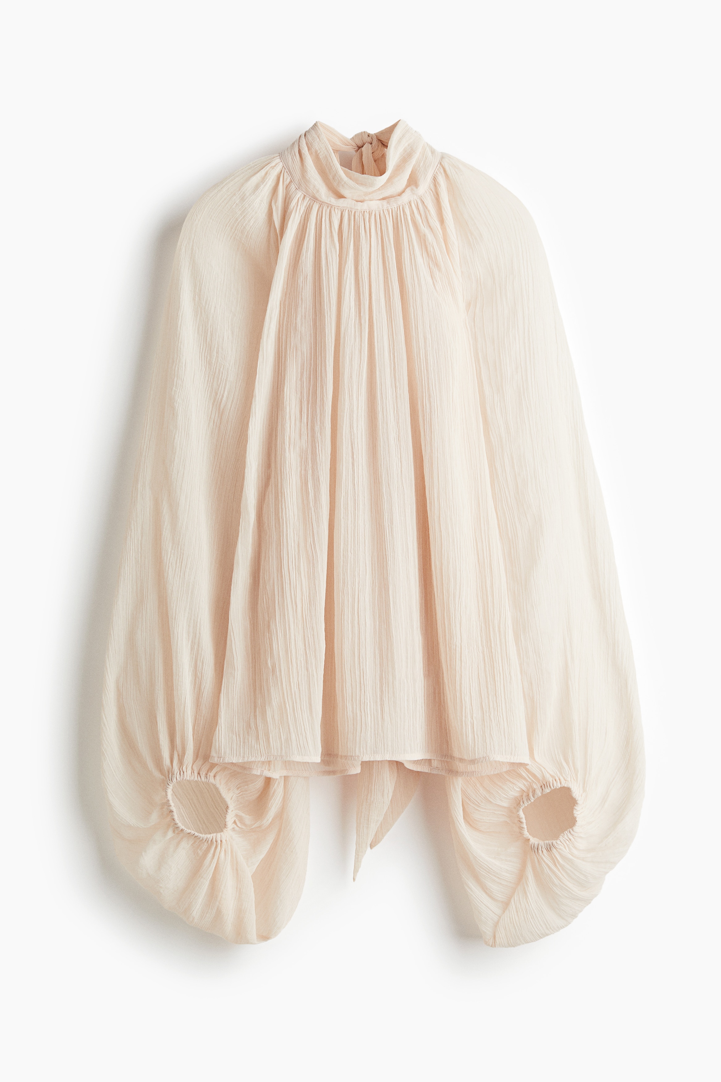Tie Neck Blouse - Powder pink/Dark khaki green