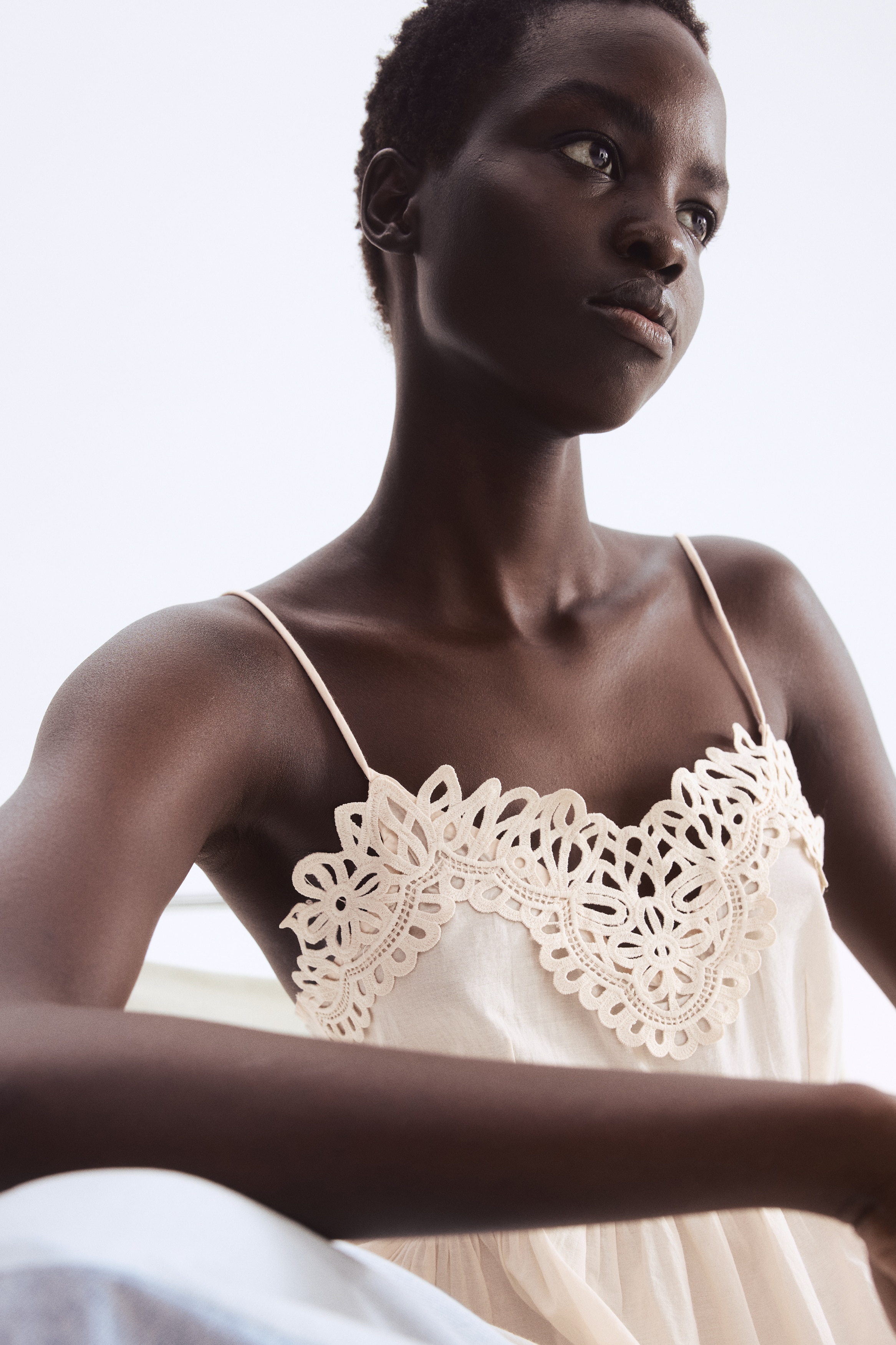 Lace-trimmed strappy top