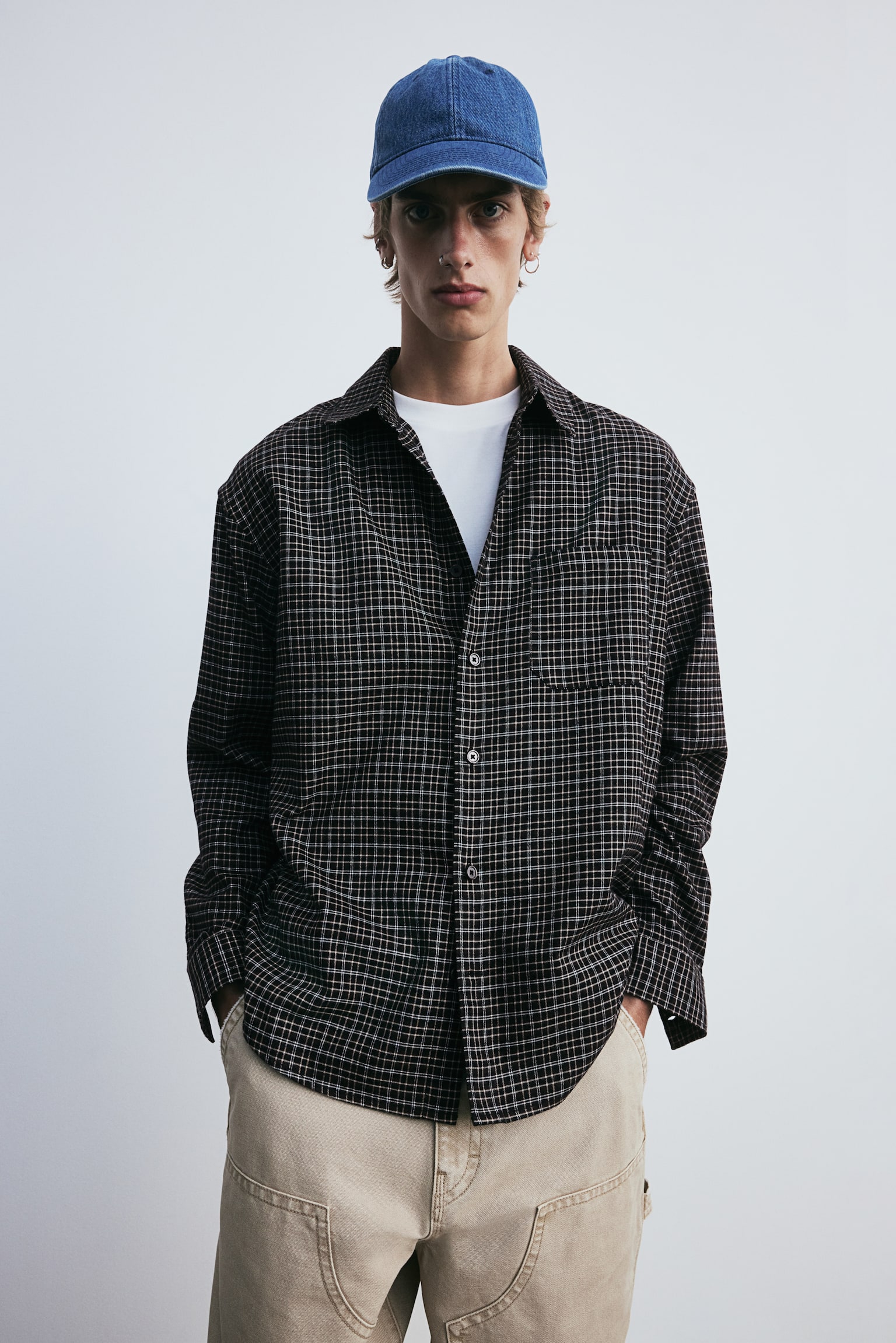 Loose Fit Shirt - Dark brown/Checked/Dark blue/Checked/Grey/Checked/Black/Checked/Beige/Checked - 5