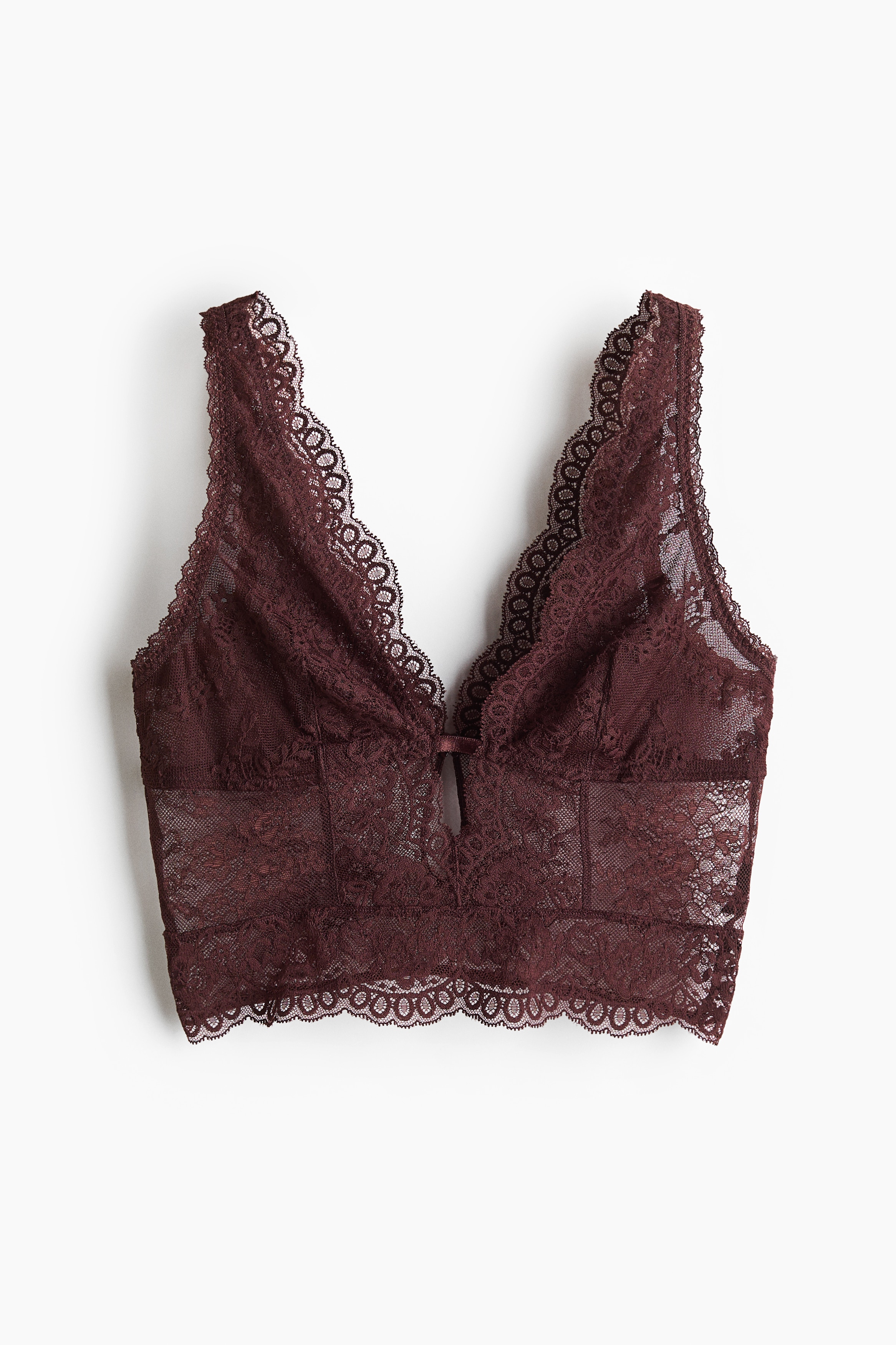 Lace Bralette - Dark brown/Cream