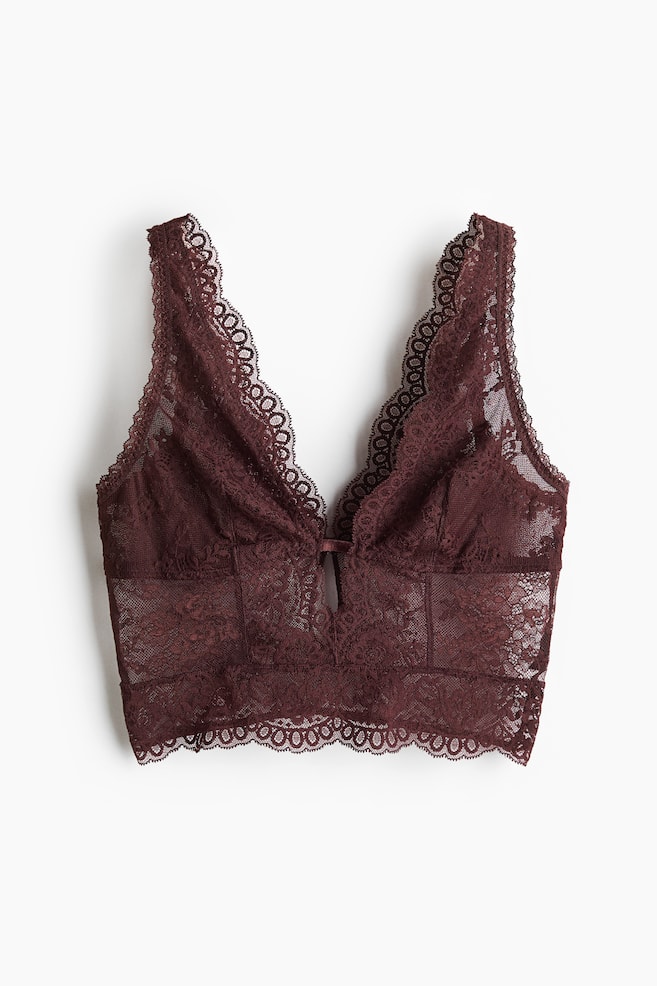Lace bralette - Dark brown - 1