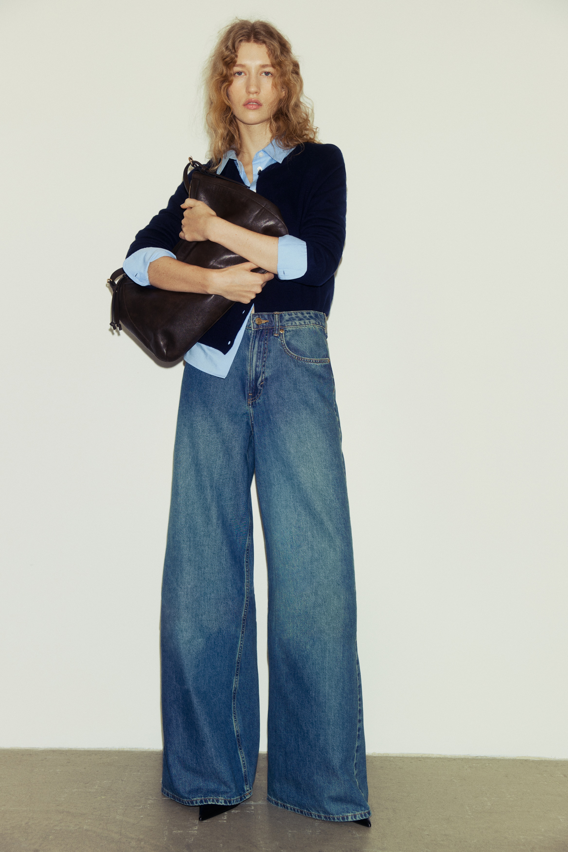 Wide High Waist Jeans - Bleu denim/Bleu denim/Bleu denim foncé/Bleu denim clair/Blanc