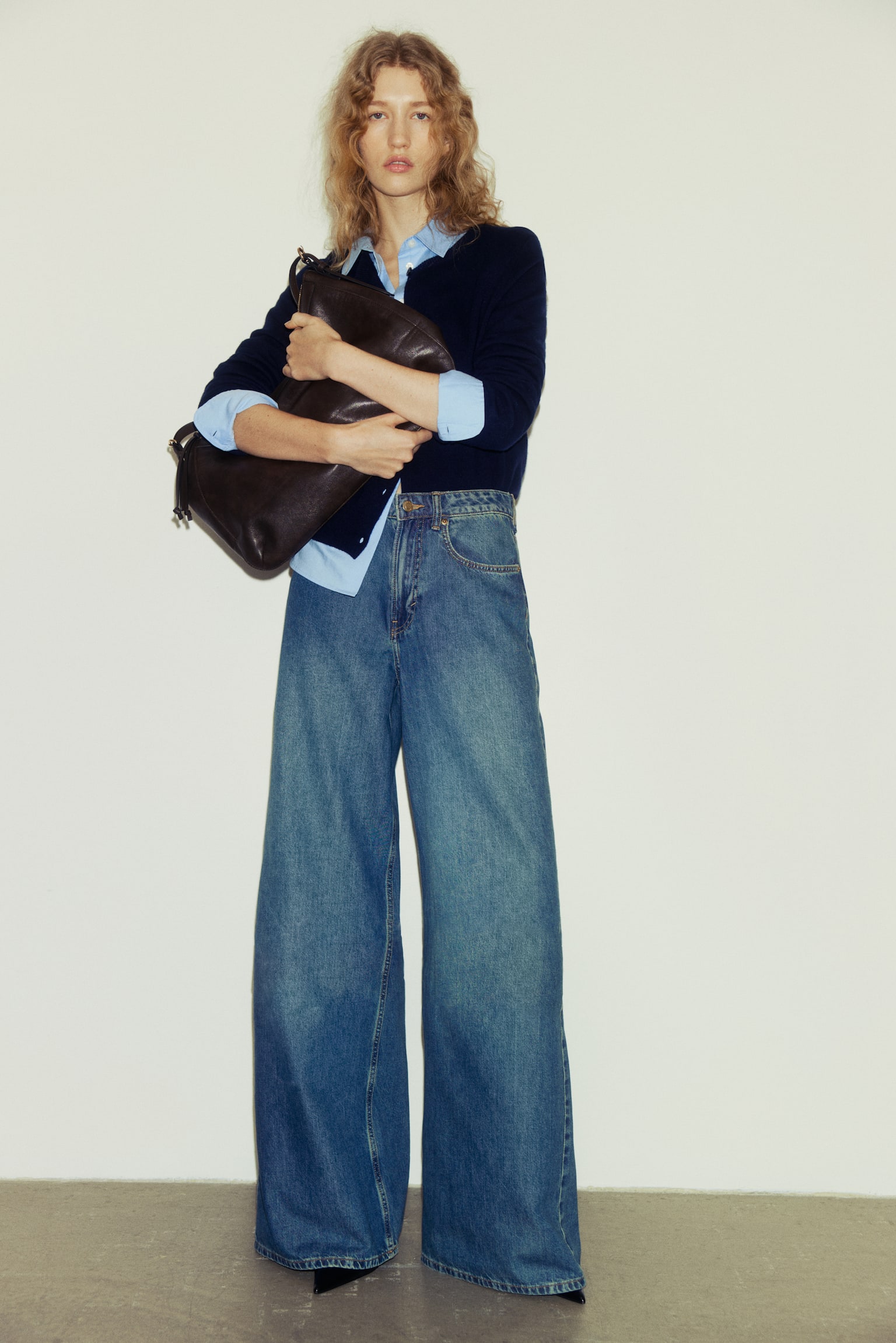 Wide High Waist Jeans - Denim blue/Dark denim blue/Denim blue - 1