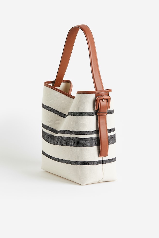 Shoulder bag - Cream/Black striped - 3