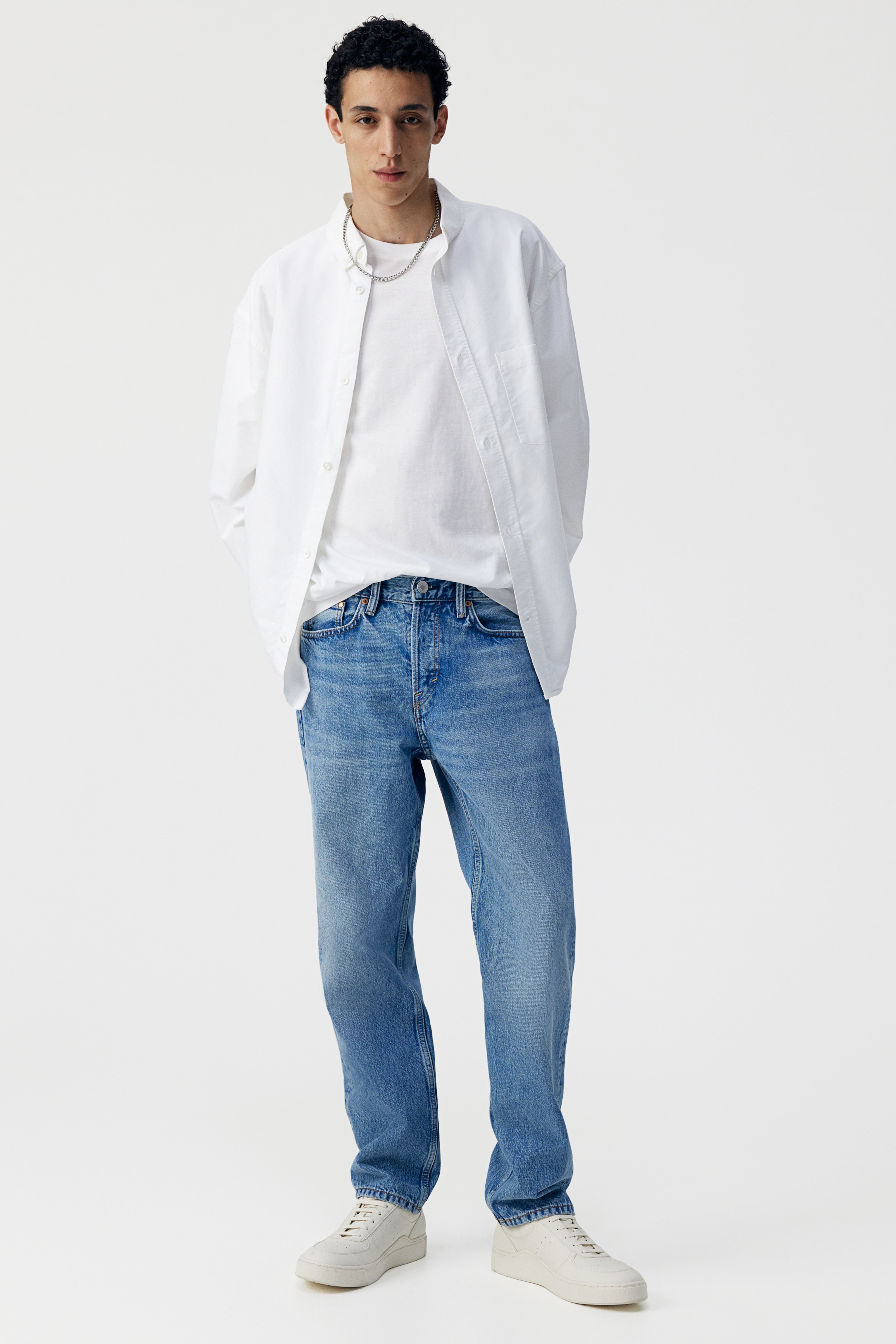 H&M × Smiley Men's factory Relaxed Fit Blue Jeans with Embroidery Detail