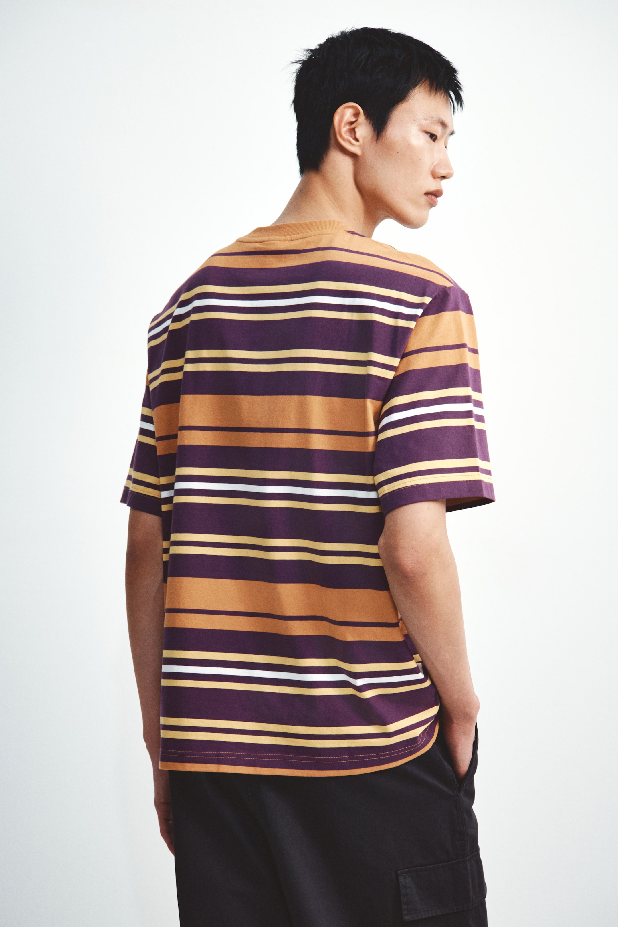 Xem ảnh lớn hơn: Áo thun cotton - Màu cam/Kẻ - Men | H&M VN 3