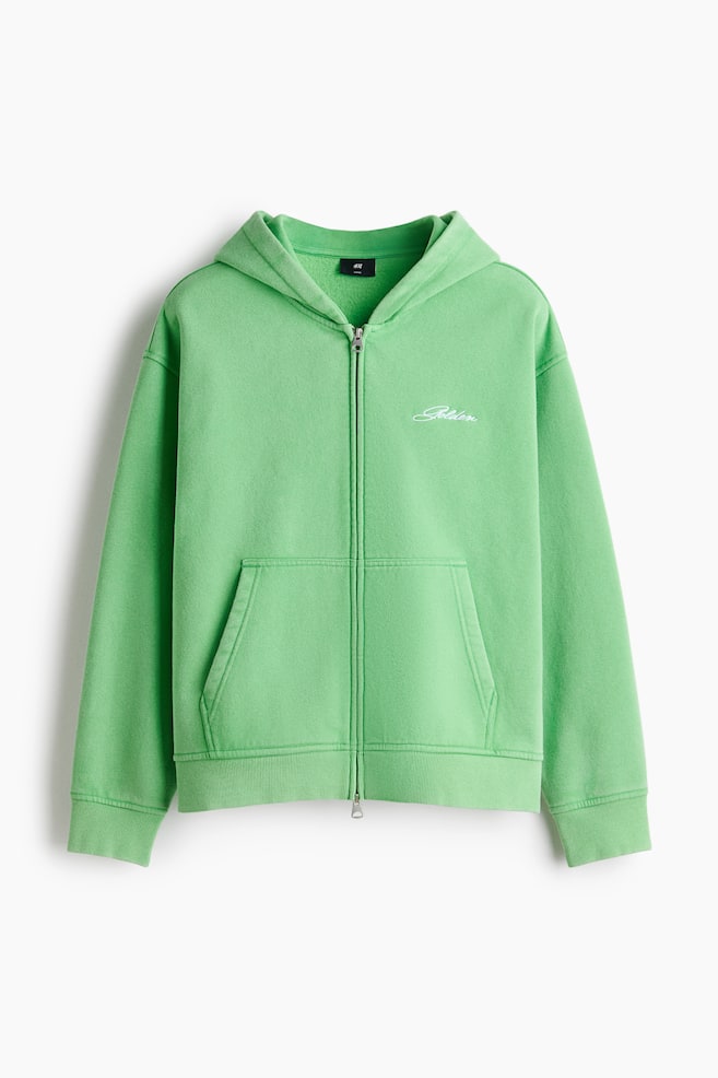 Kastige Hoodiejacke in Loose Fit - Knallgrün/Golden/Hellgraumeliert/Fortes Fortuna/Hellblau/Not for Ceremony - 1