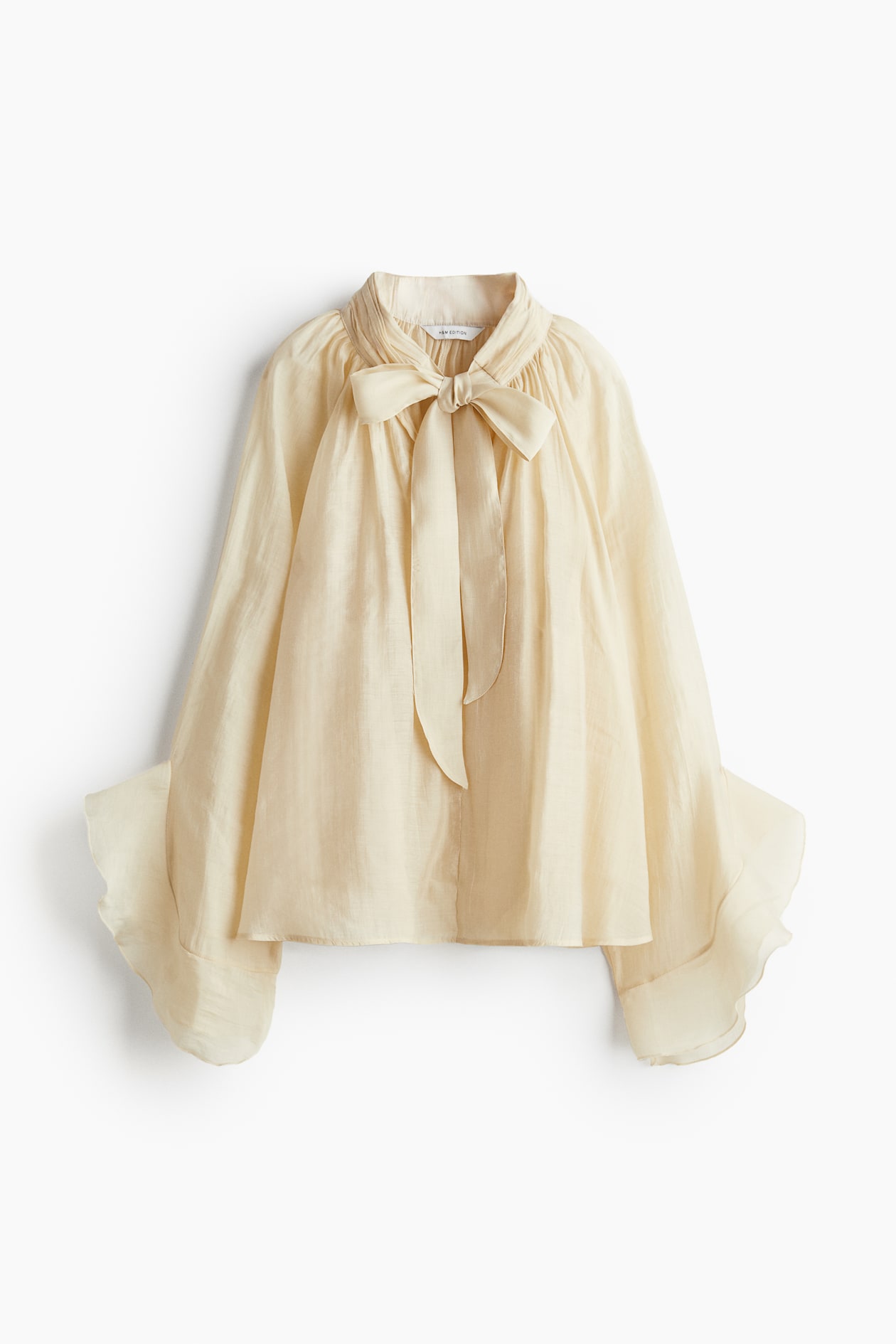 Blusa transparente con lazada al cuello Crema MUJER H&M ES