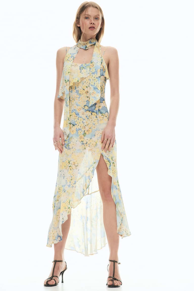 corset to wear under dress Women's Chiffon Midi Dress- Yellow Flower Print Dress- Women's Conservative  Dresses – Juliana's Boutique