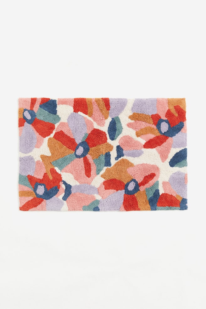 Patterned cotton bath mat - Pink/Patterned - 1