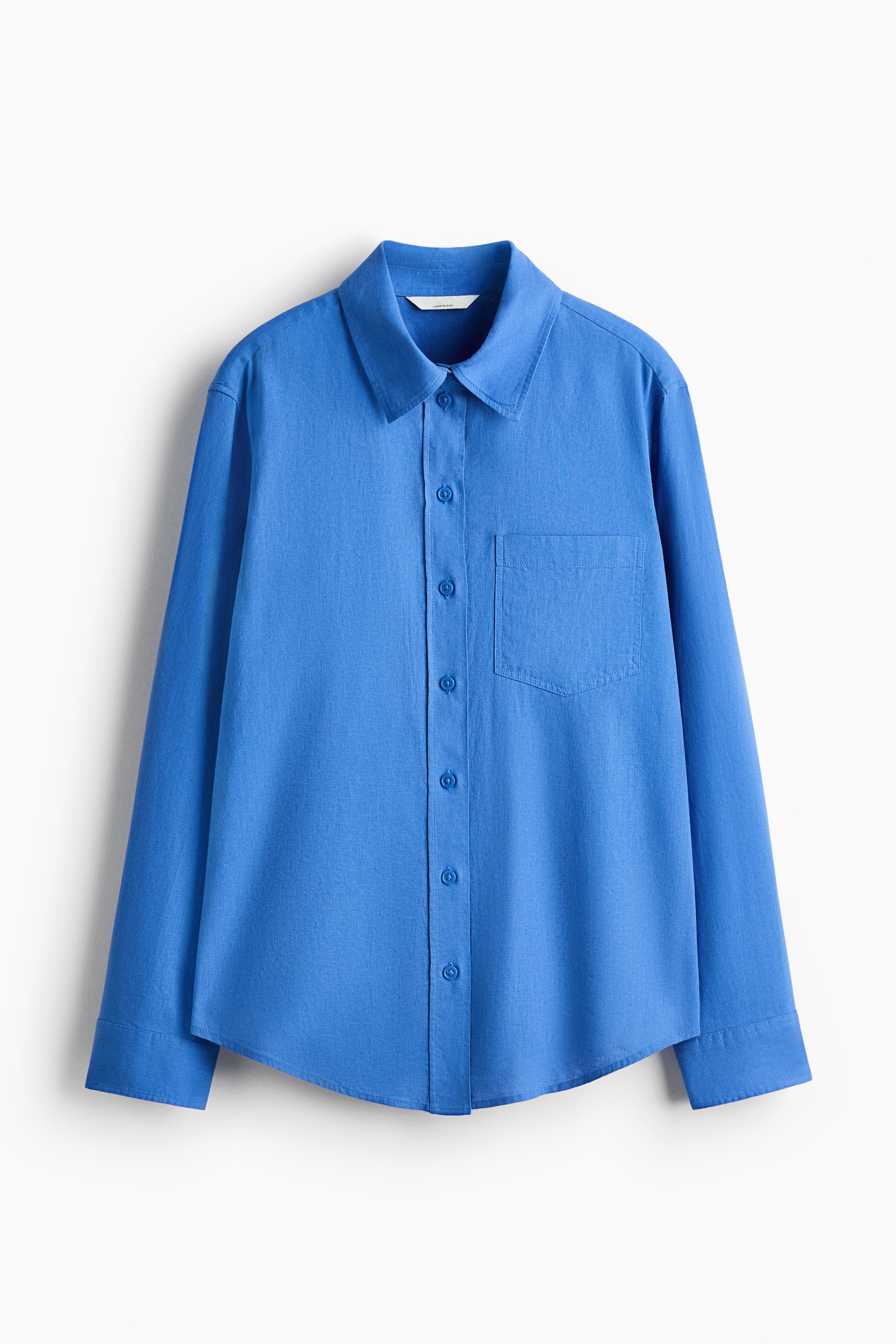 Linen-blend shirt - Blue/Light purple/Dark green