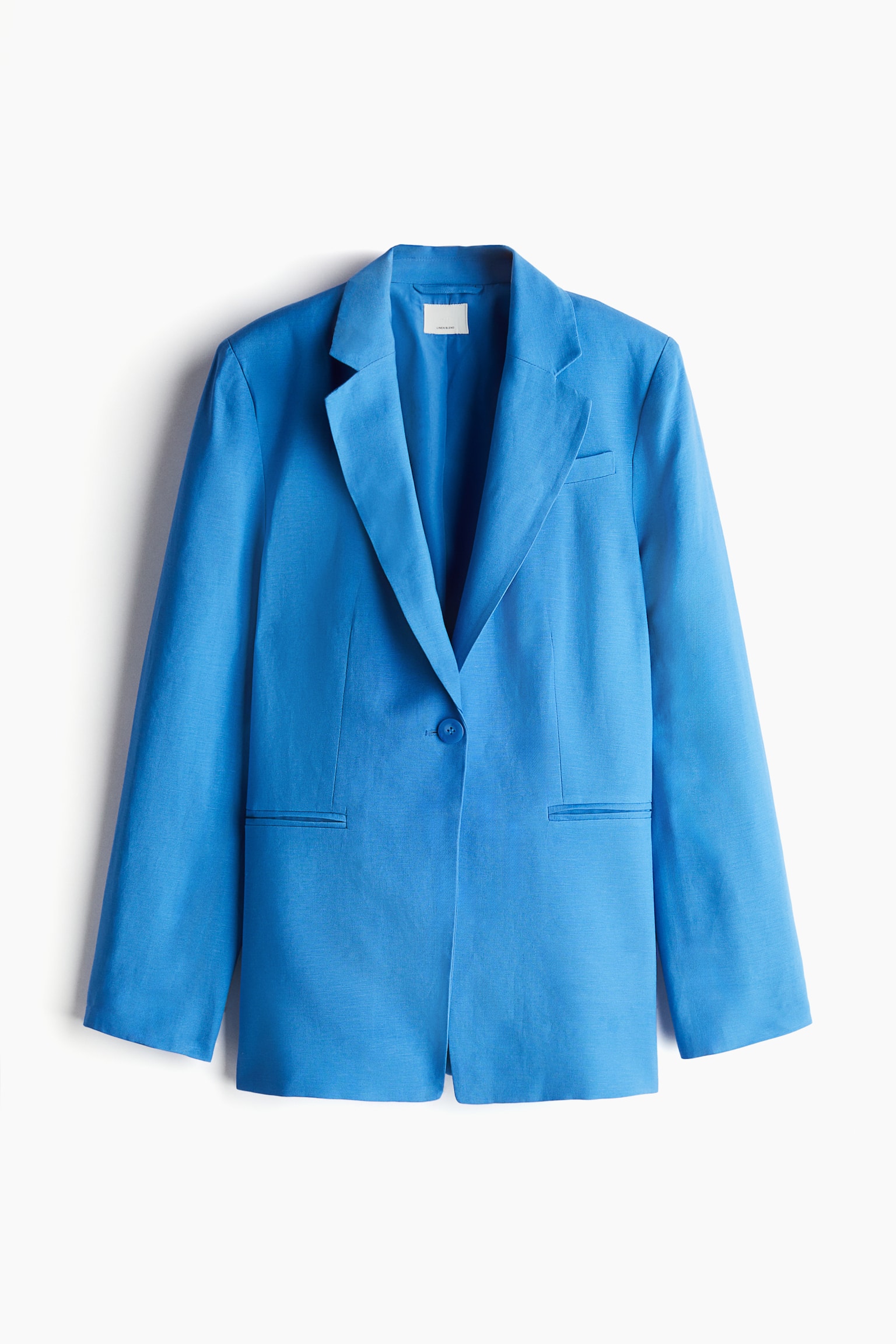 Linen-blend blazer - Blue - 1