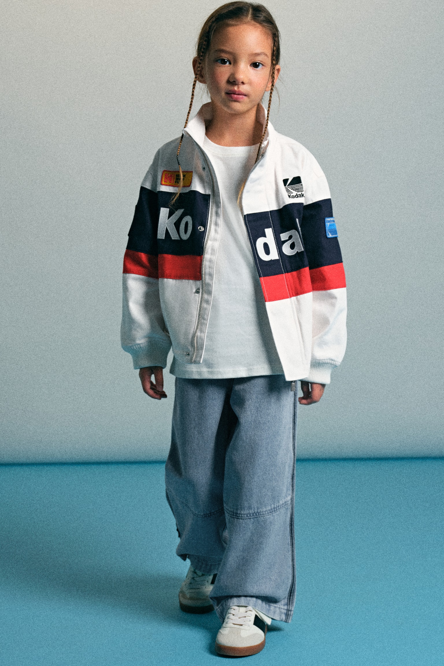 Motif-detail denim trousers - Light denim blue/Kodak - 4