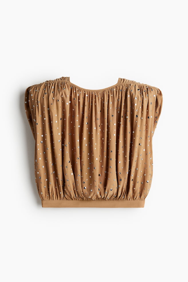Rhinestone-embellished top - Dark beige - 1