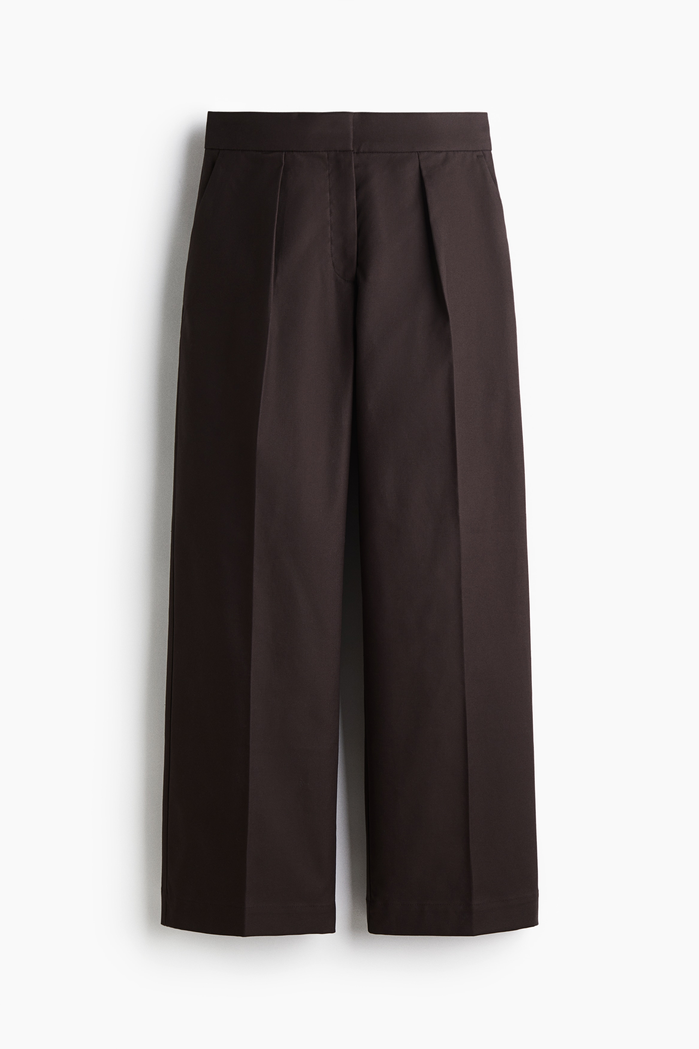 Pantaloni ampi in twill - Marrone scuro/Beige
