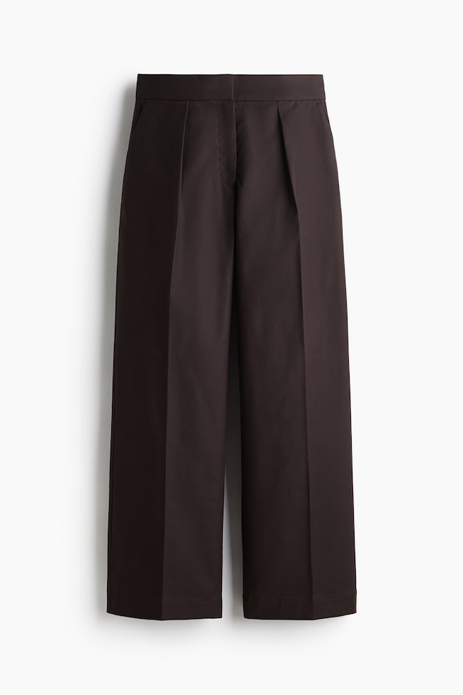 Pantalón amplio de sarga - Marrón oscuro/Beige - 1