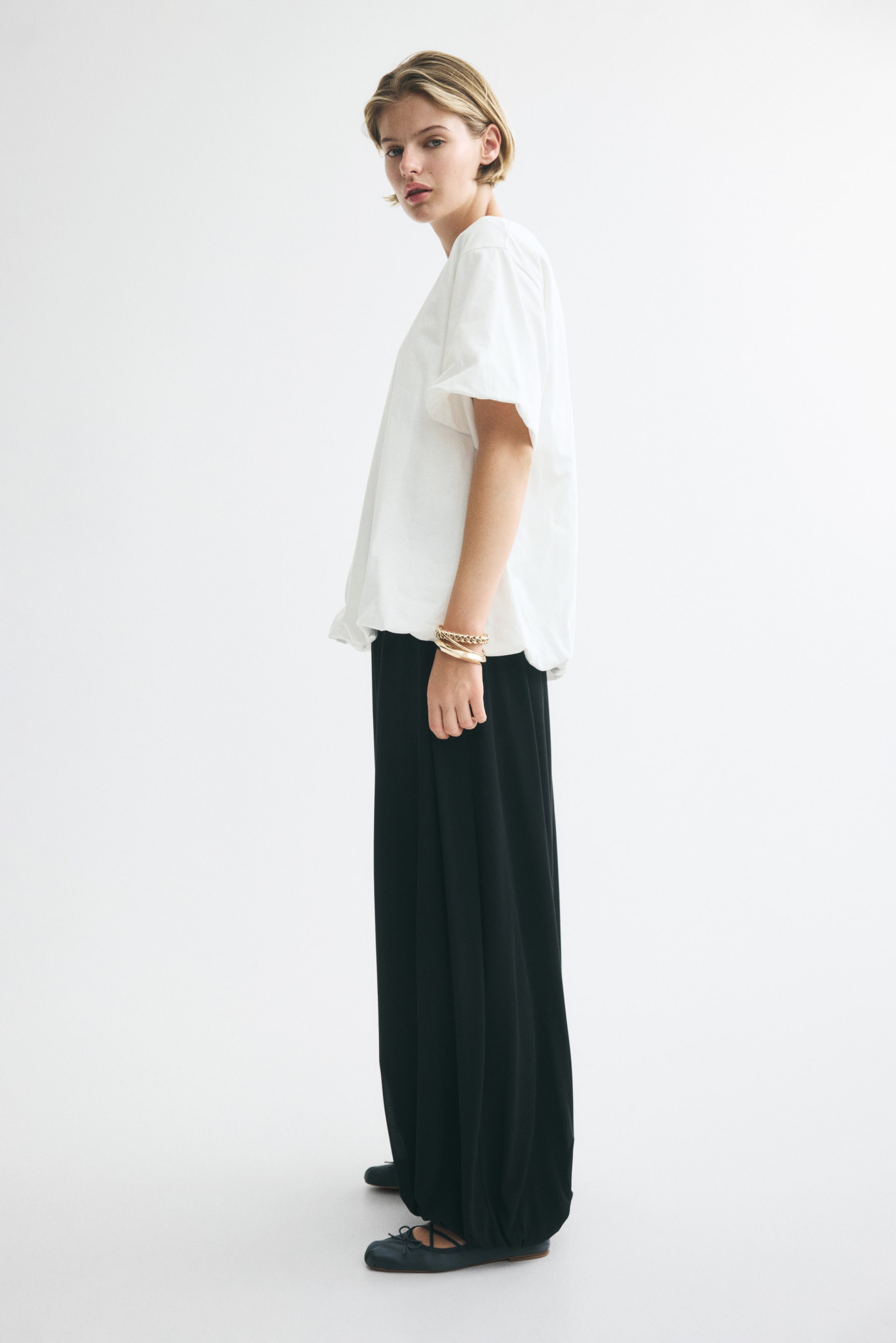 Bubble-Hem Cotton Top