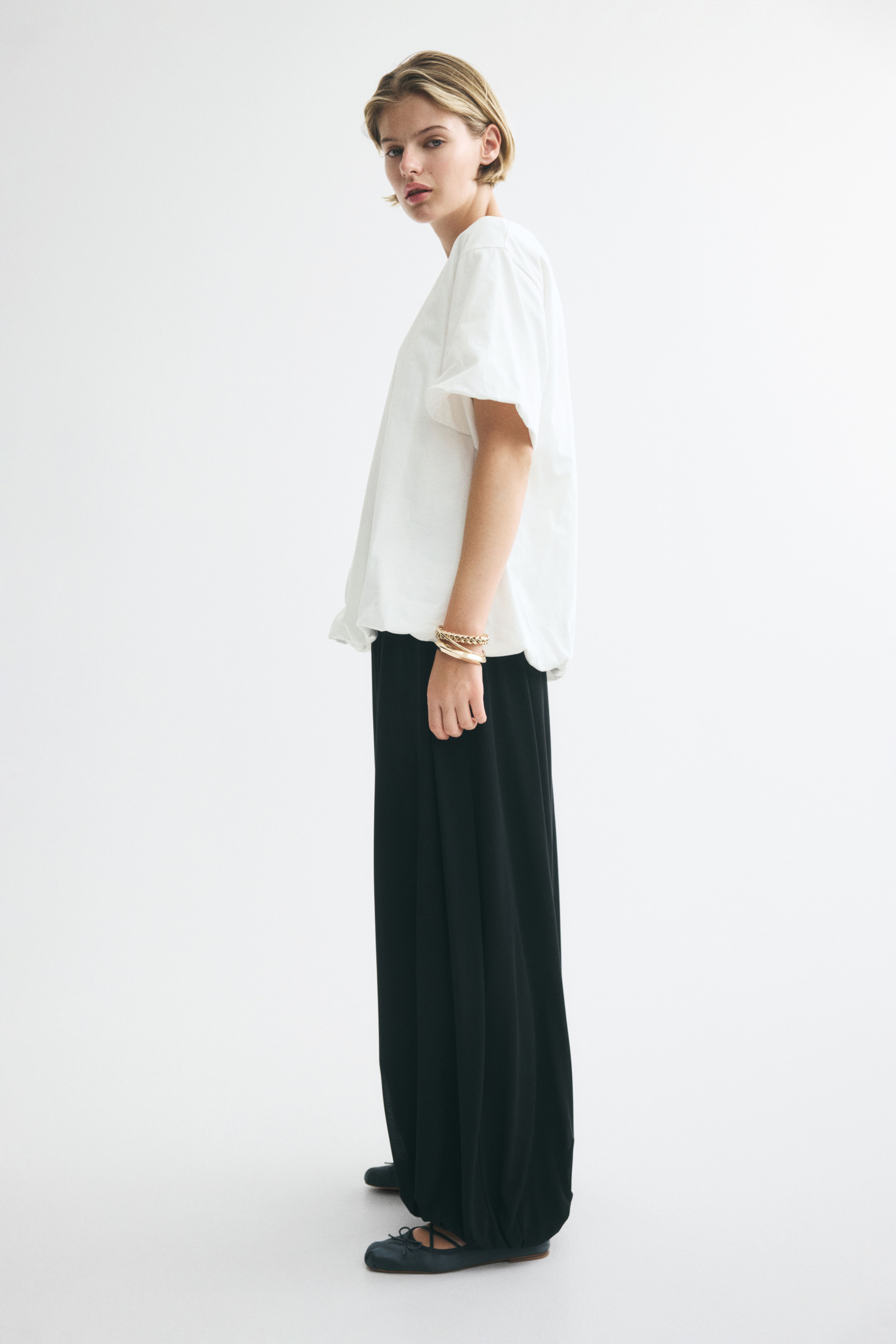 Bubble-Hem Cotton Top