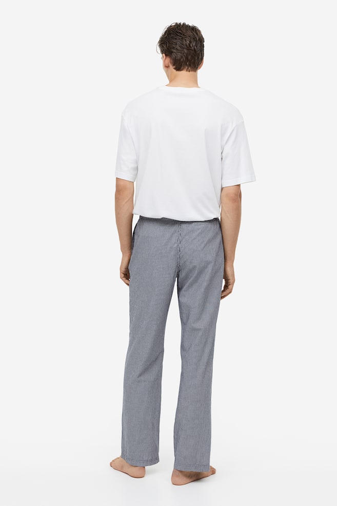 2-pack Relaxed Fit Pyjamasbukse i poplin - Mørk grå/Krittstripet/Blå/Stripet - 3