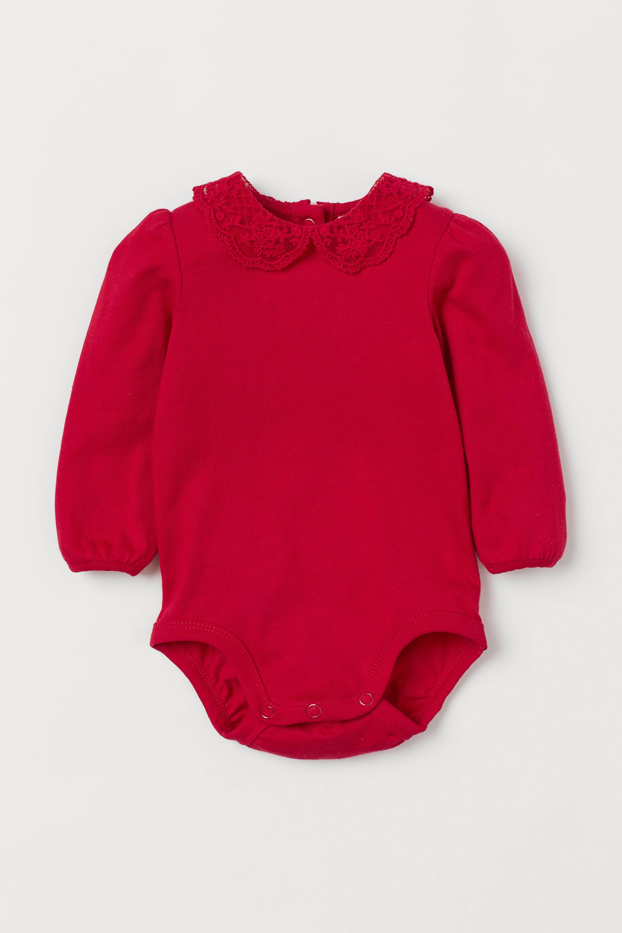 Prikaži veću sliku: Bodić s čipkanom kragnom - Red - Kids | H&M RS 1
