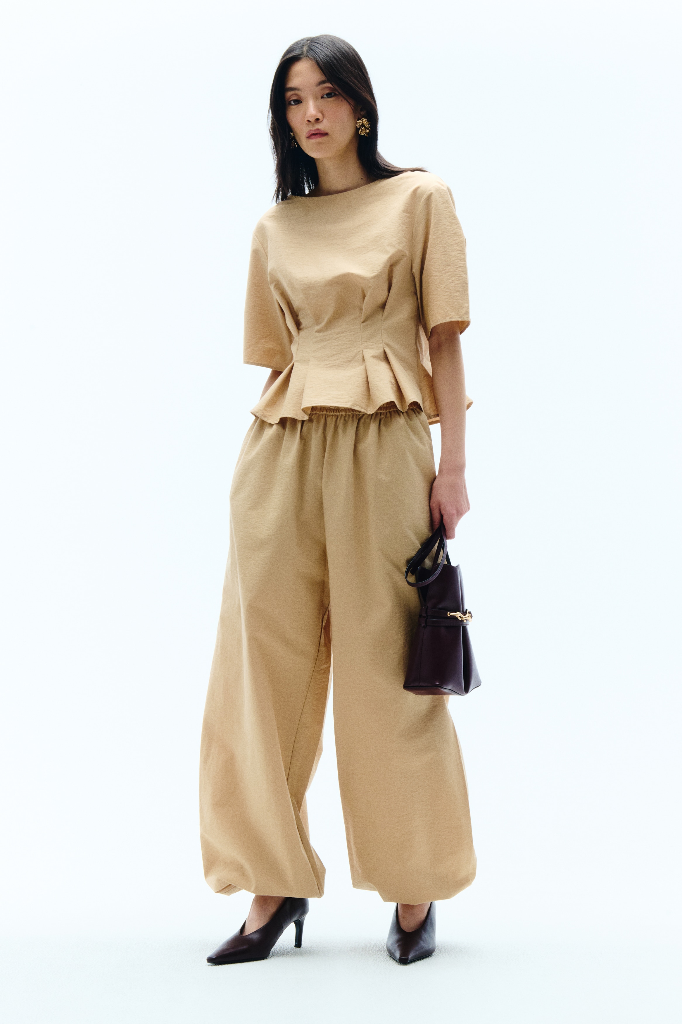 Oversized balloon trousers - Beige