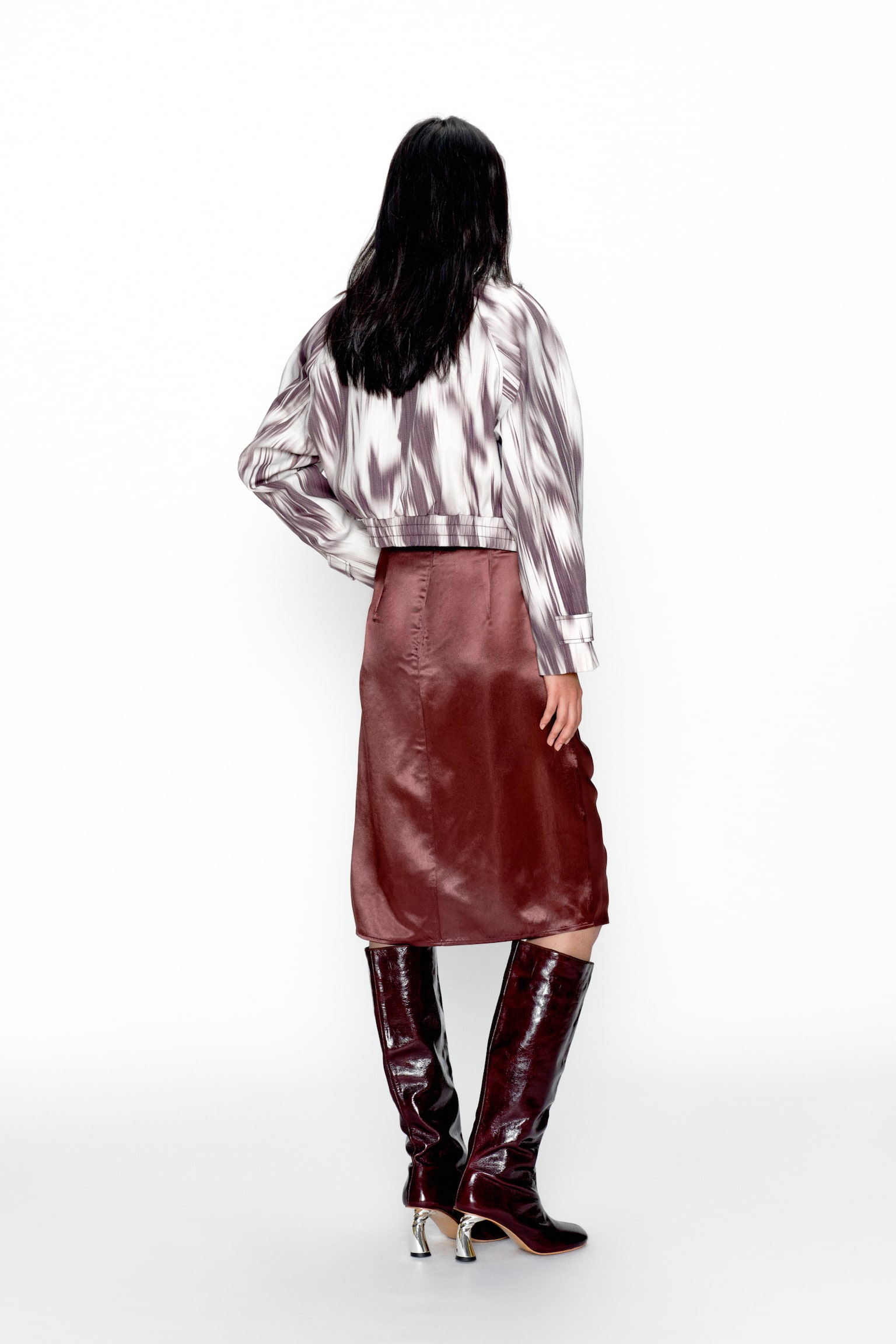 Print Cotton Jacket - White/Dark purple pattern - 3