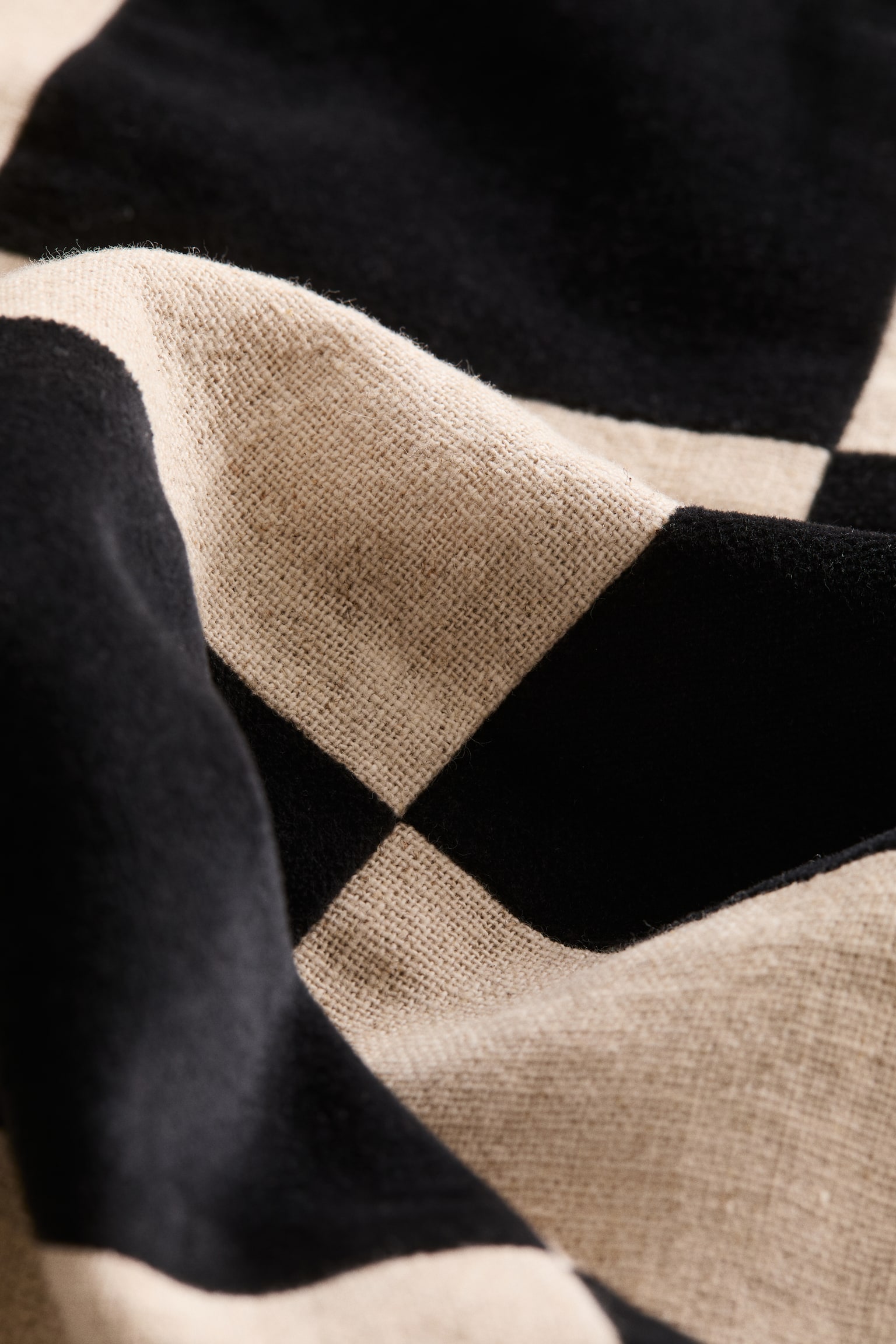 Obliečka na vankúš z ľanovej zmesi - Čierna/károvaná/Béžová/károvaná - 3