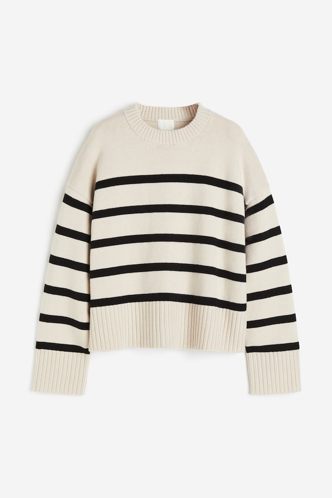 Loose-fit jumper - Light beige/Striped/Dark grey/Striped/Black/Striped - 2