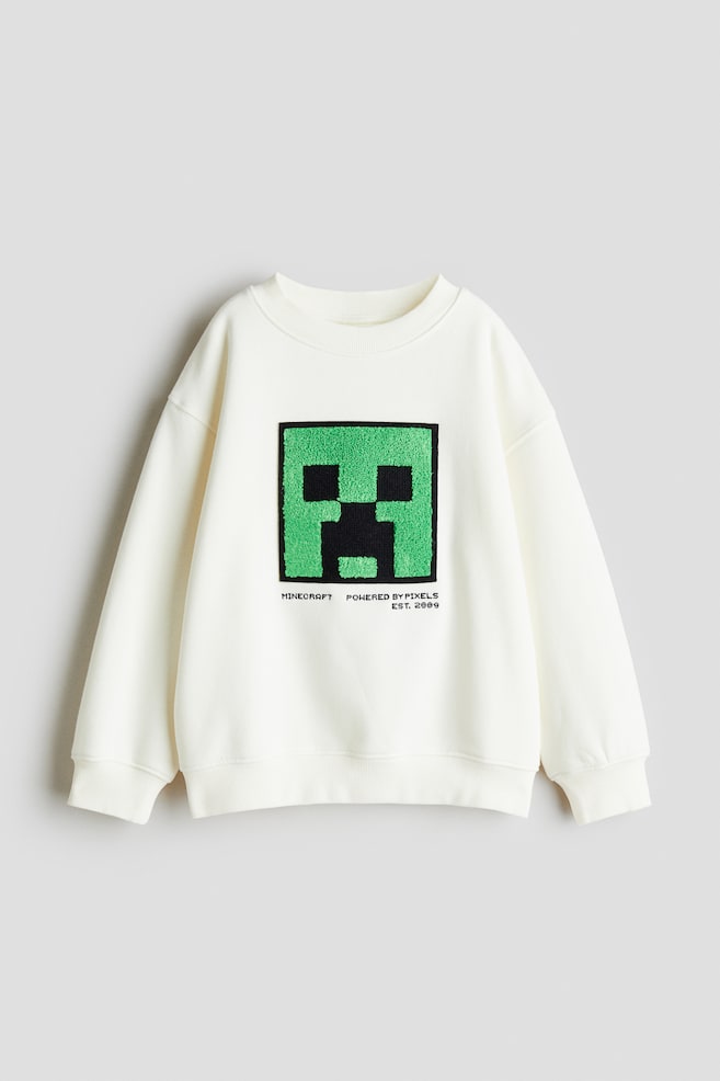 Oversized Printed Sweatshirt - White/Minecraft/Navy blue/Bluey/Navy blue/Marvel Comics - 1
