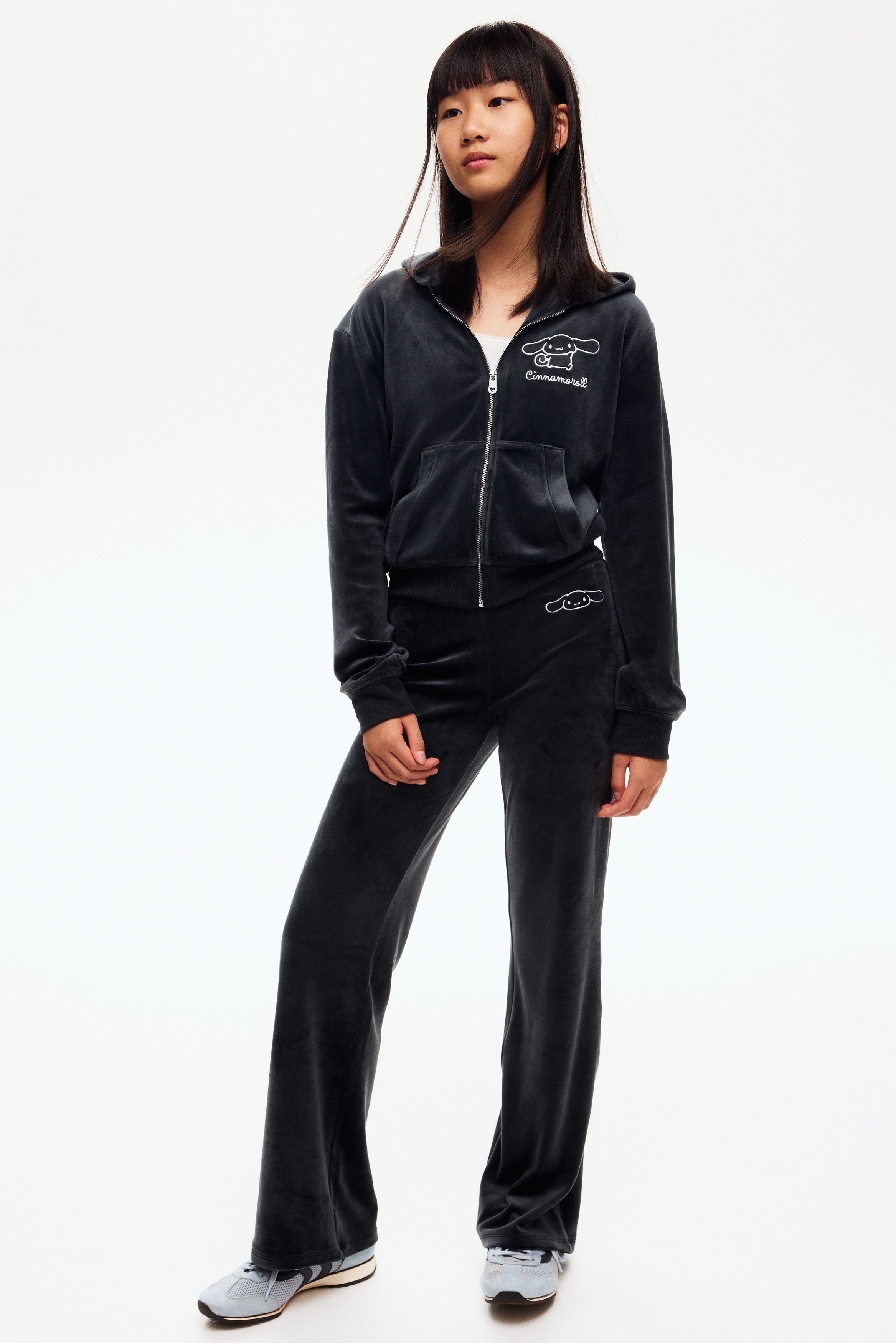 H & M - デザインディテール ベロア2アイテムセット - グレー