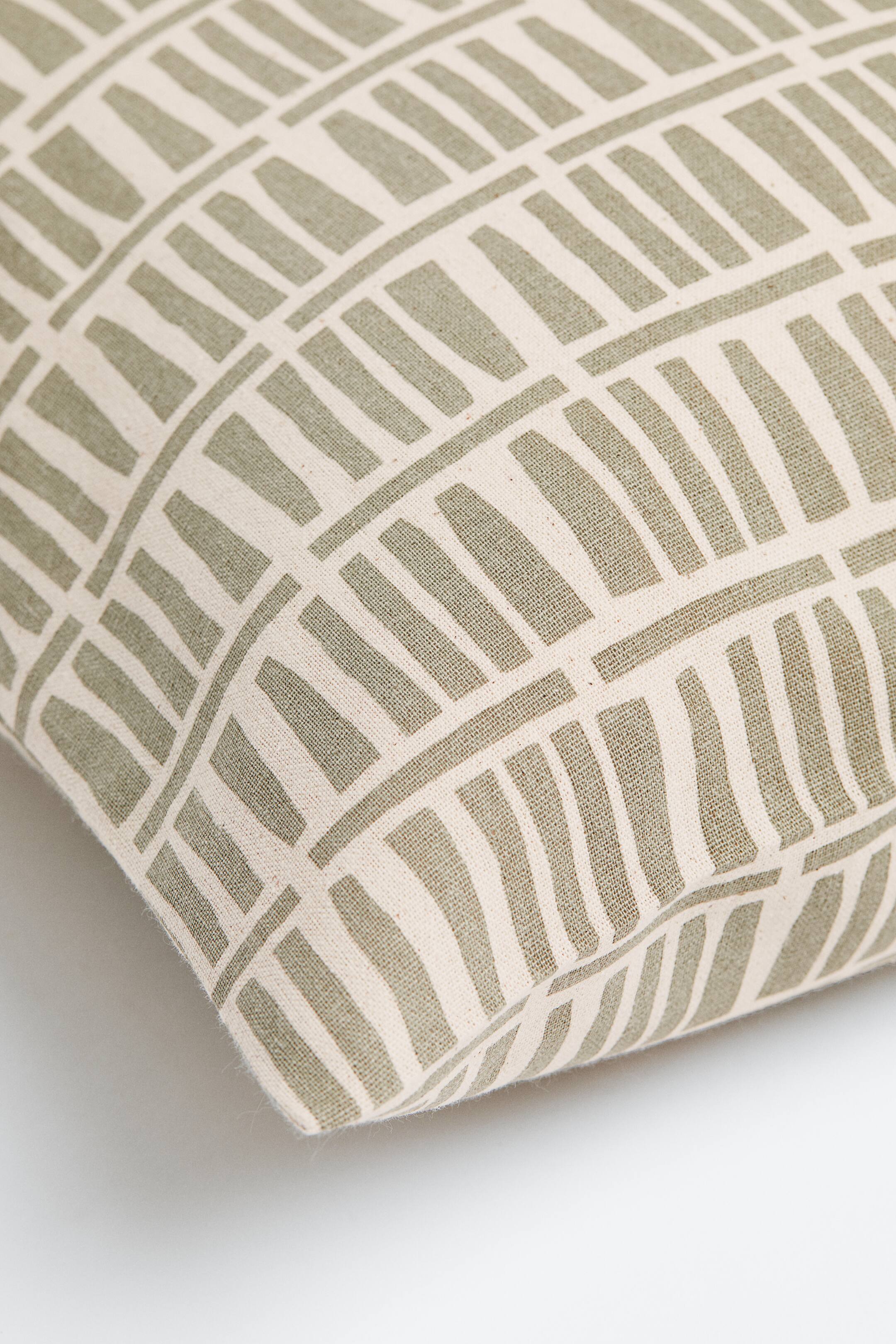 Patterned cotton cushion cover - Khaki green/Patterned - Home All | H&M GB