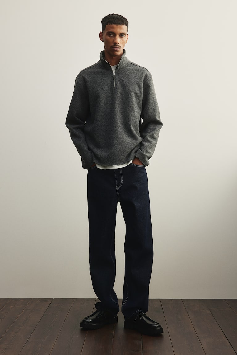 Regular Fit Half-zip Mock Turtleneck Sweater