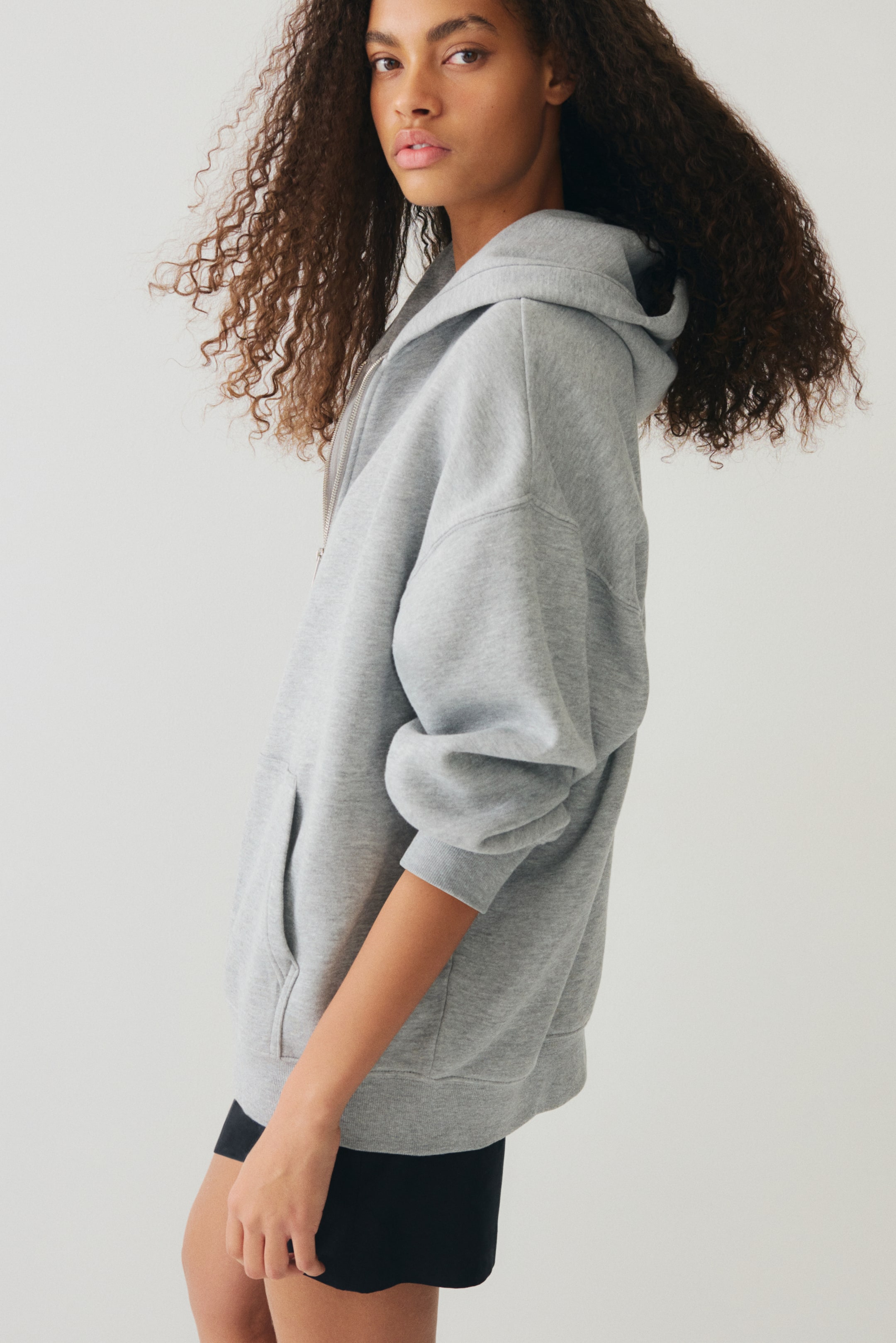 Ver imagen más grande: Chaqueta sudadera oversize con capucha - Gris claro jaspeado - MUJER | H&M ES 3