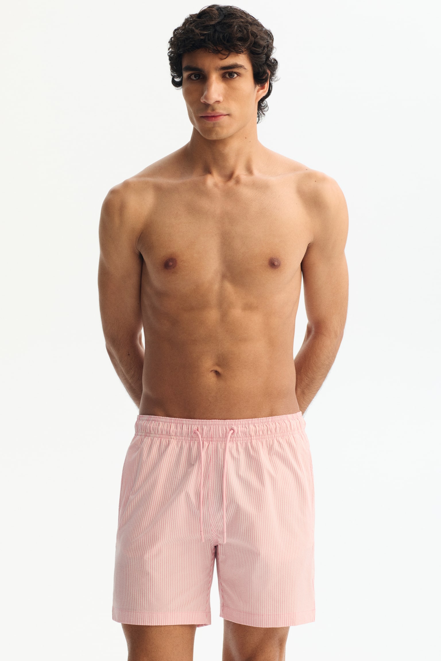 Seersucker swim shorts - Pink/Striped/Dark brown/Striped/Light blue/Striped/Green/Striped/Light yellow/Striped/Blue/Striped/Orange/Striped - 1
