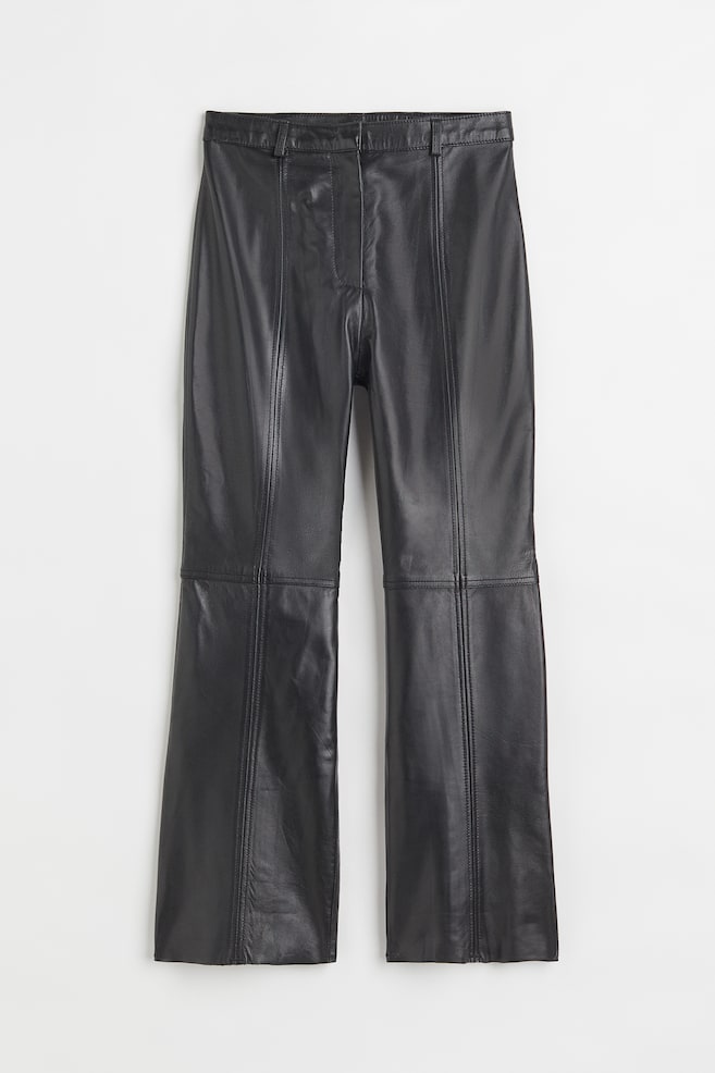 Ankle-length leather trousers - Black - 1