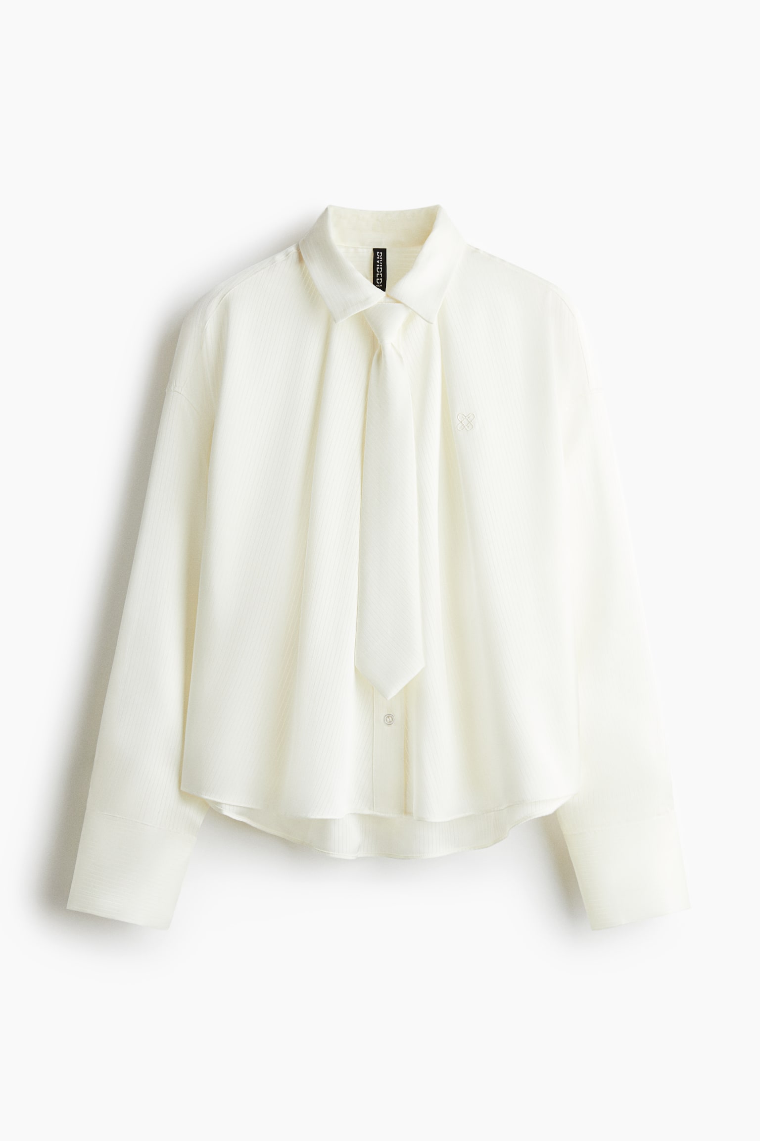 Tie-detail shirt - 화이트/블루/스트라이프 - 2