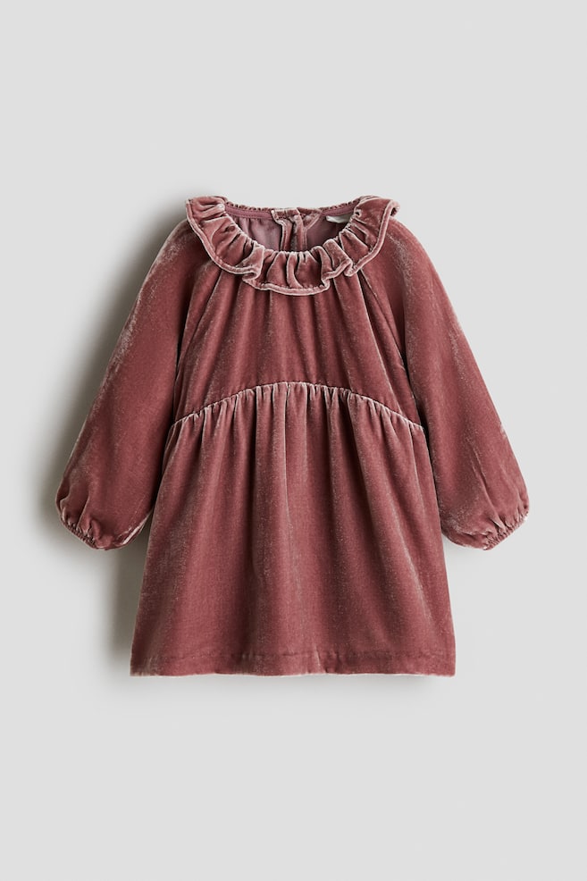 Robe en velours de soie mélangée - Rose ancien/Rouge foncé - 1