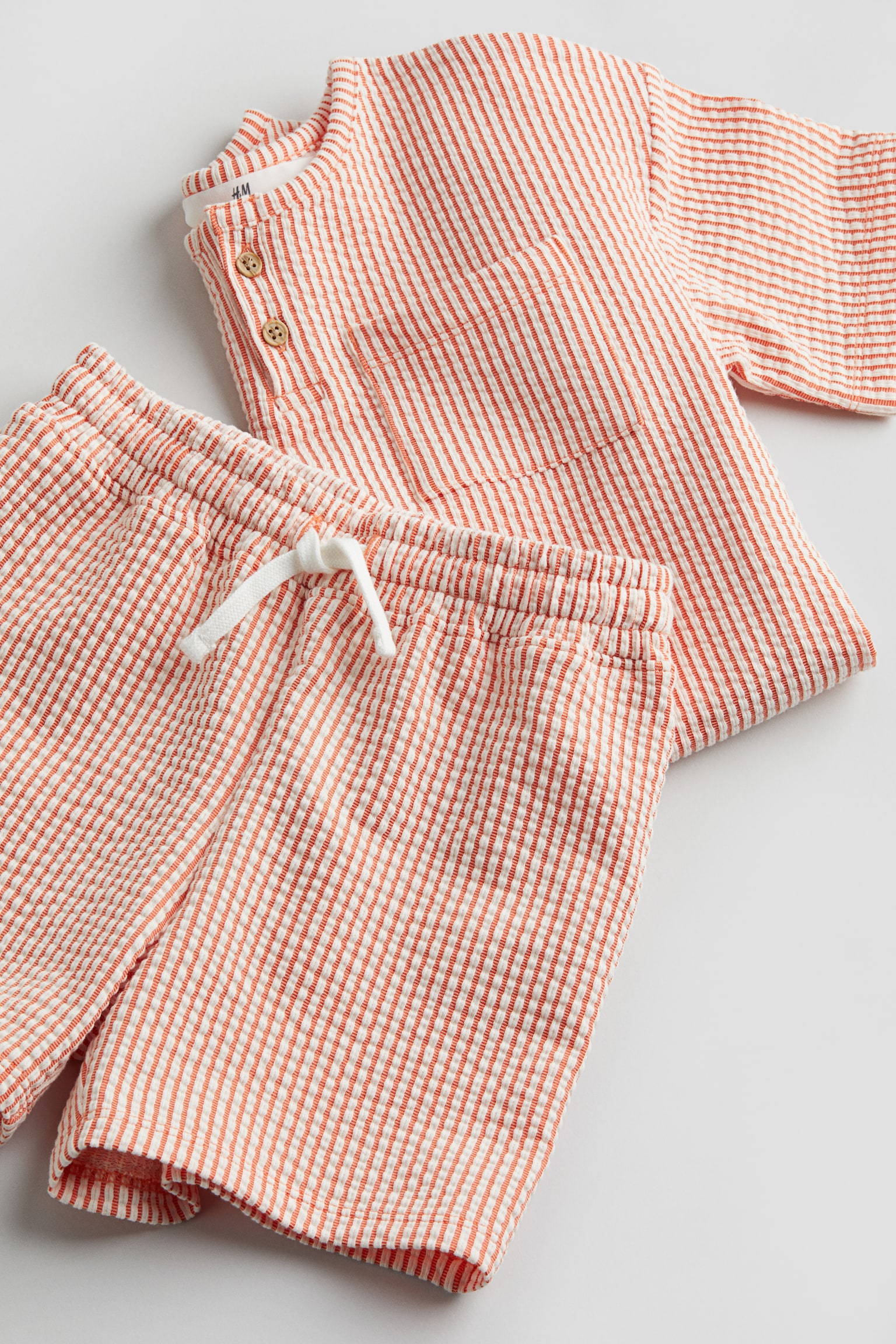 Henley Top & Shorts - Light red/Stripe/Light blue/Stripe - 5