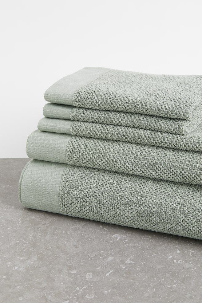 2-pak gæstehåndklæde i bomuldsfrotté - Salviegrøn/Lys beige/Grå/Sort/dc - 4