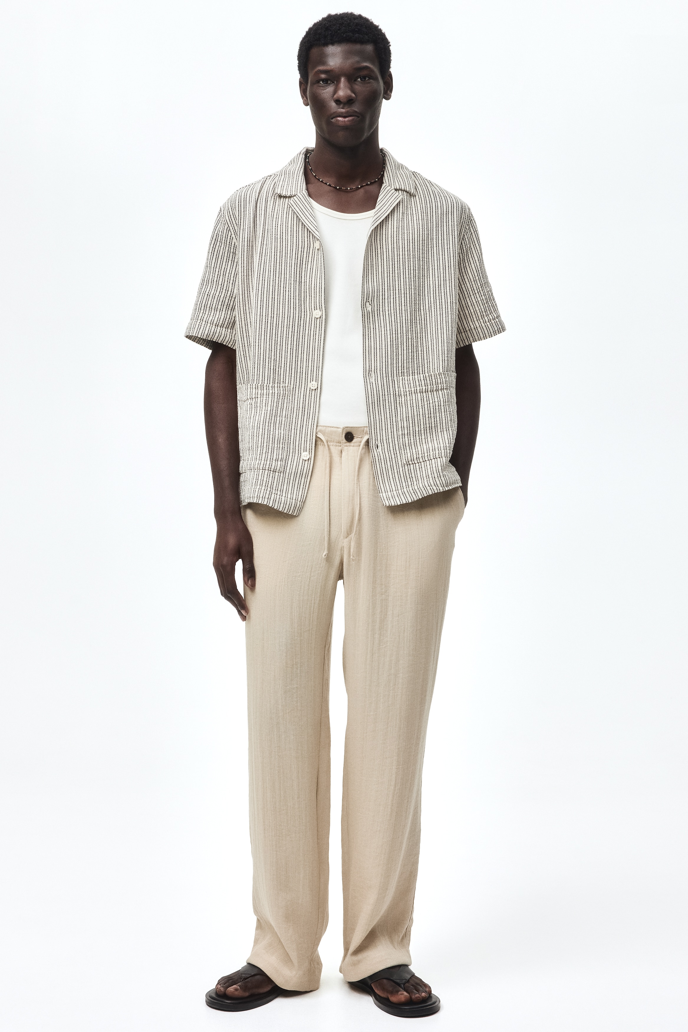 Men's Cream/striped Regular-Fit Resort Shirt | H&M US