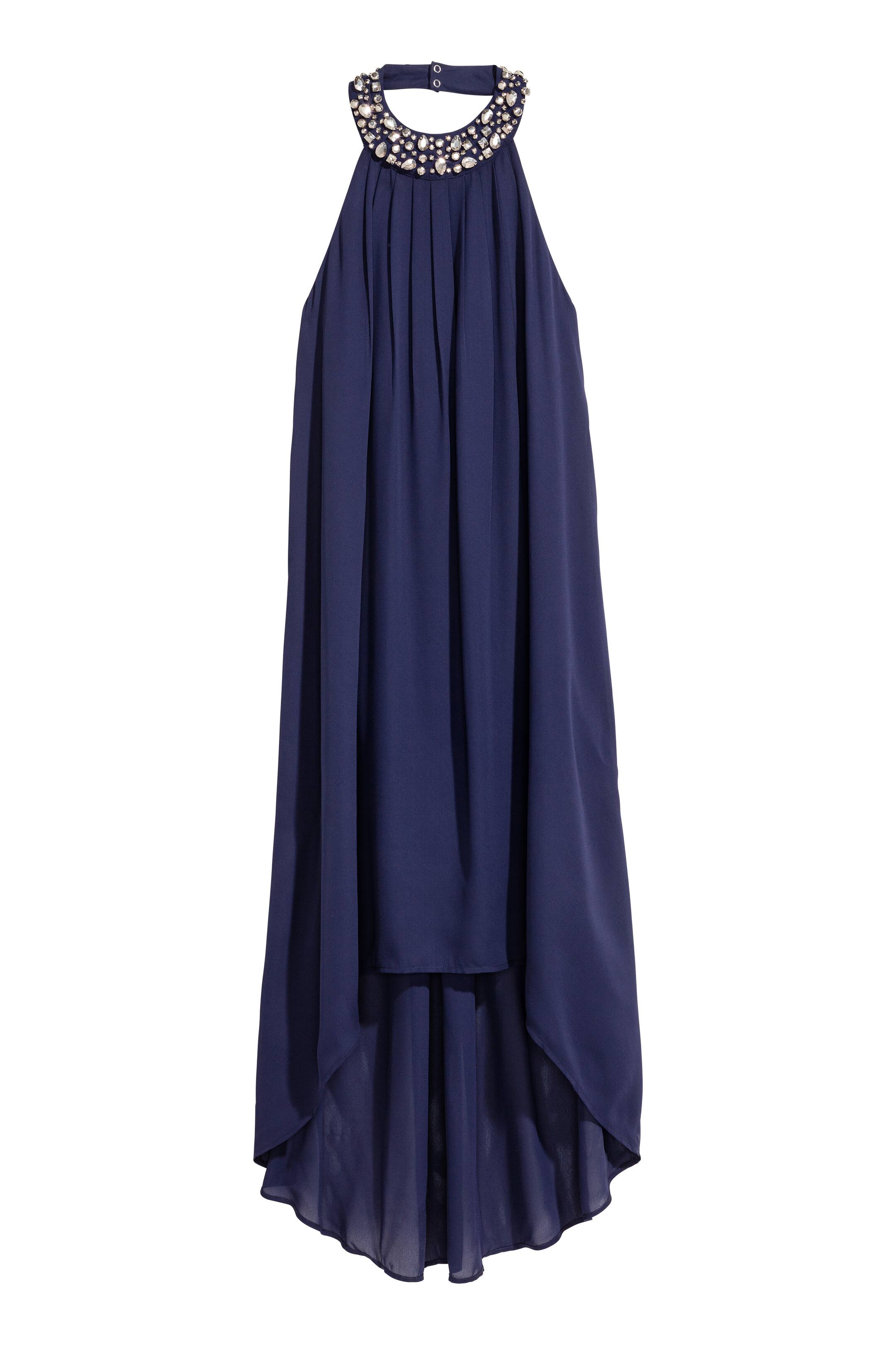 View larger image: Chiffon halterneck dress - Dark blue - Ladies | H&M IE 1