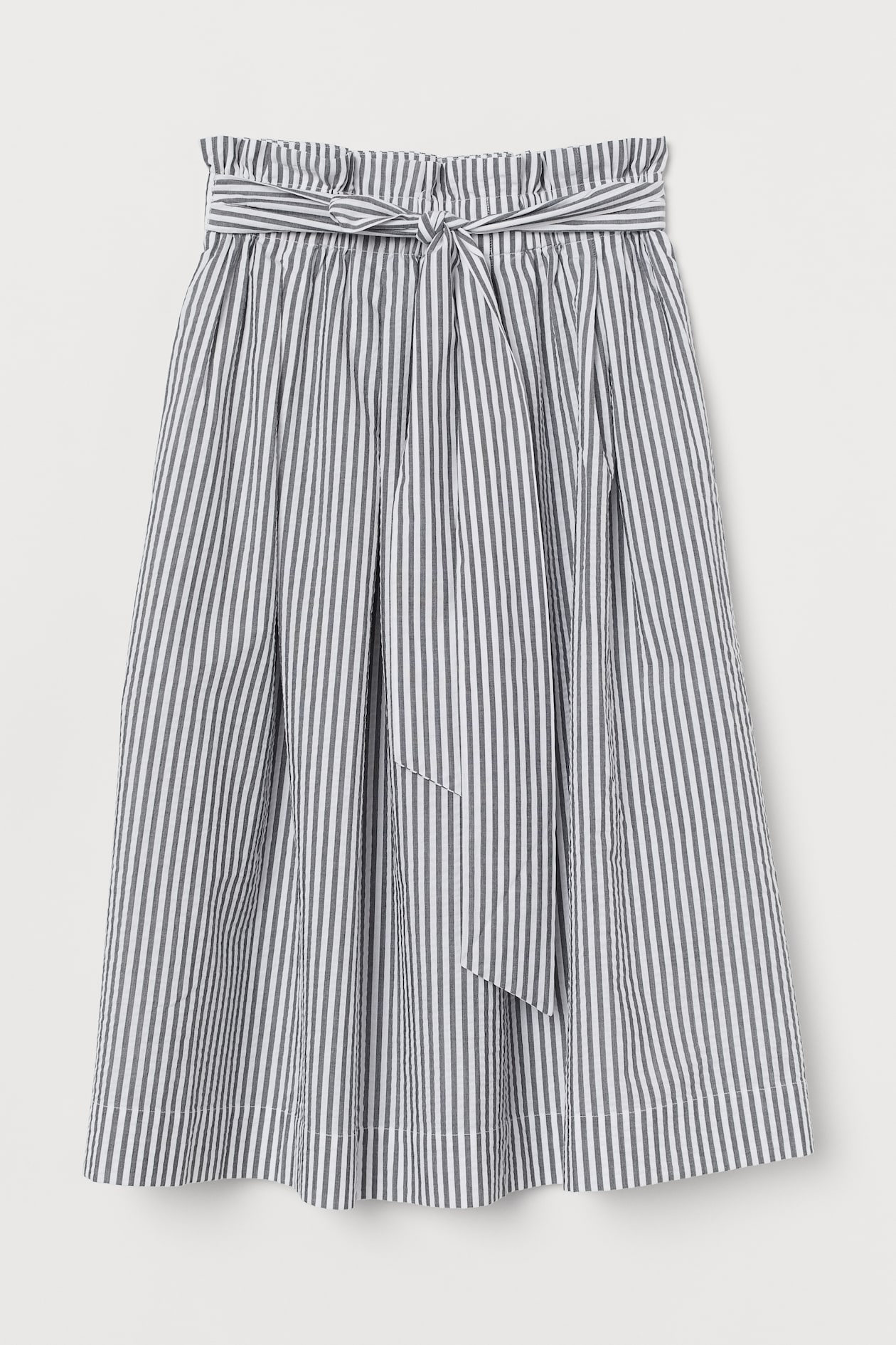 Seersucker Skirt - High waist - Midi - Black/white striped - Ladies | H ...