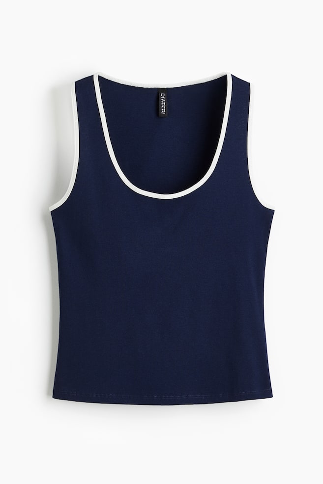 Tanktop i bomuld - Mørkeblå/Hvid/Sort - 1