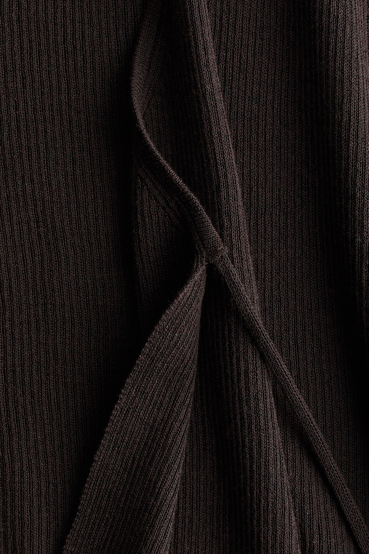Rib-knit wrap cardigan - Dark brown - 3